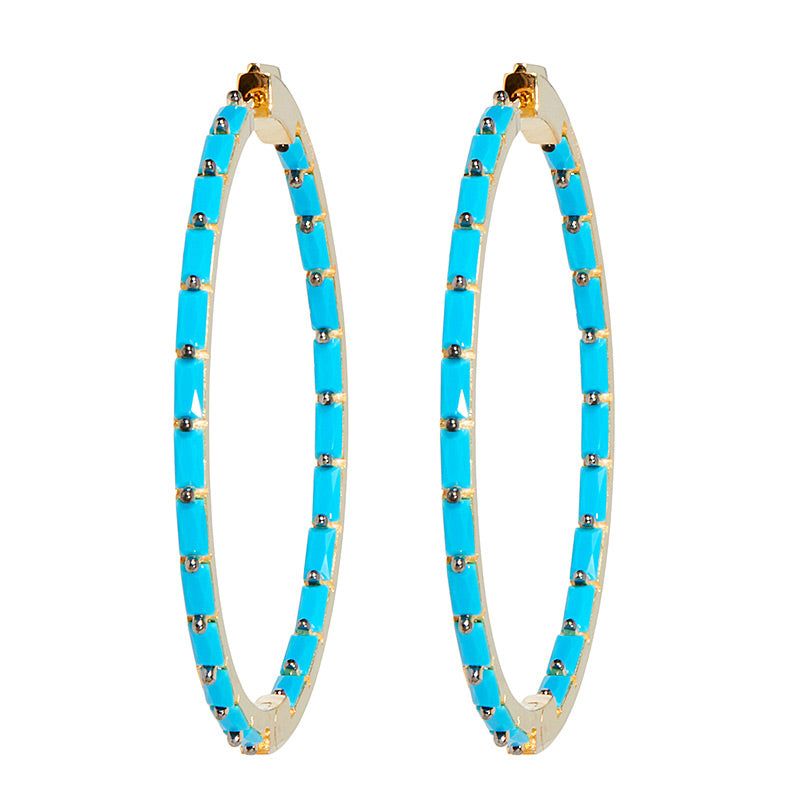 Baguette Hoop Earrings - Elegant CZ Diamond Studded Huggie Hoops for Women | Perfect for Parties, Weddings & Everyday Wear
