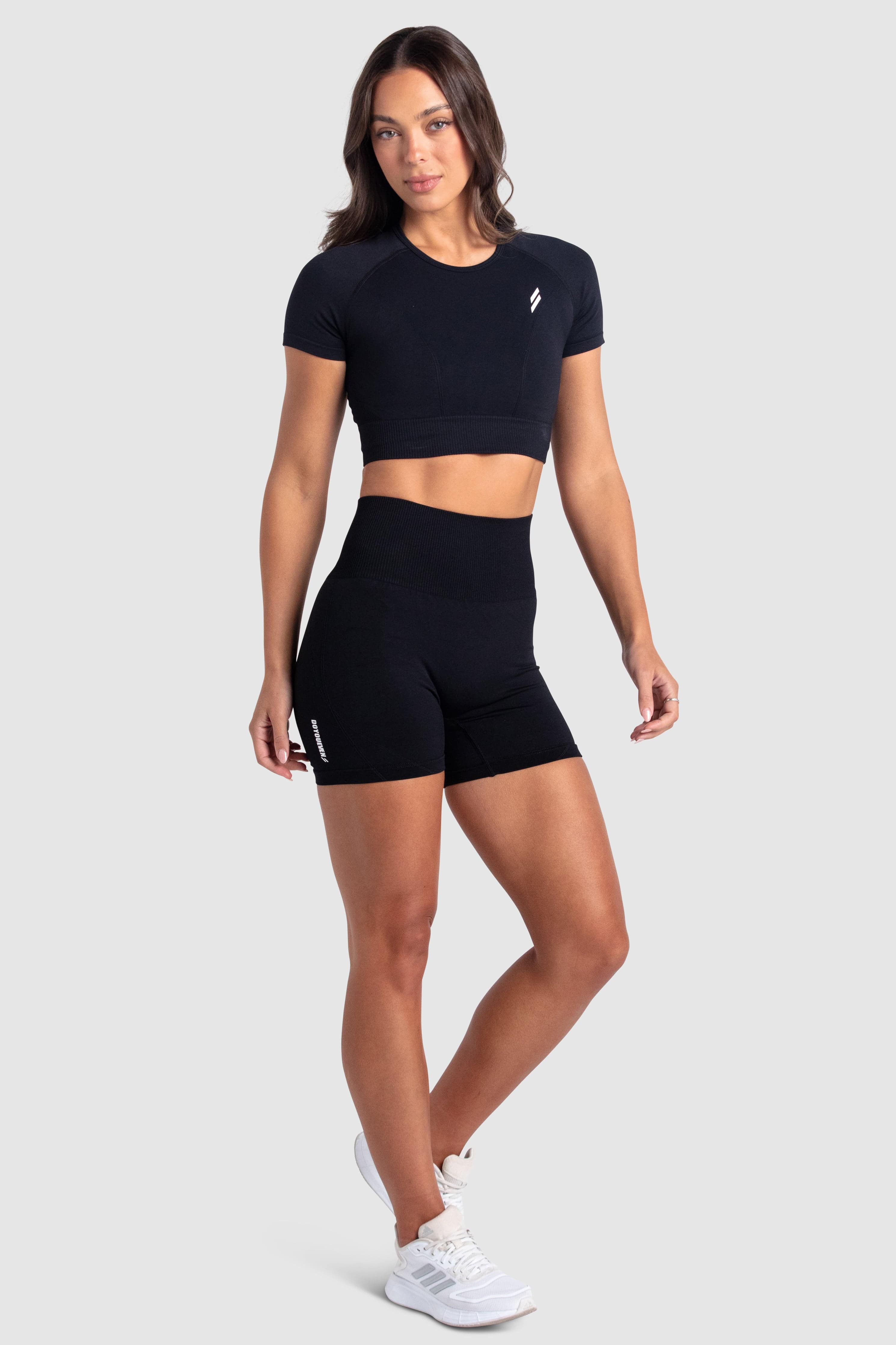 Hyperflex 2 Cropped Tee - Women's Stretchy Short Sleeve T-Shirt in Black | Perfect for Yoga, Gym & Casual Wear