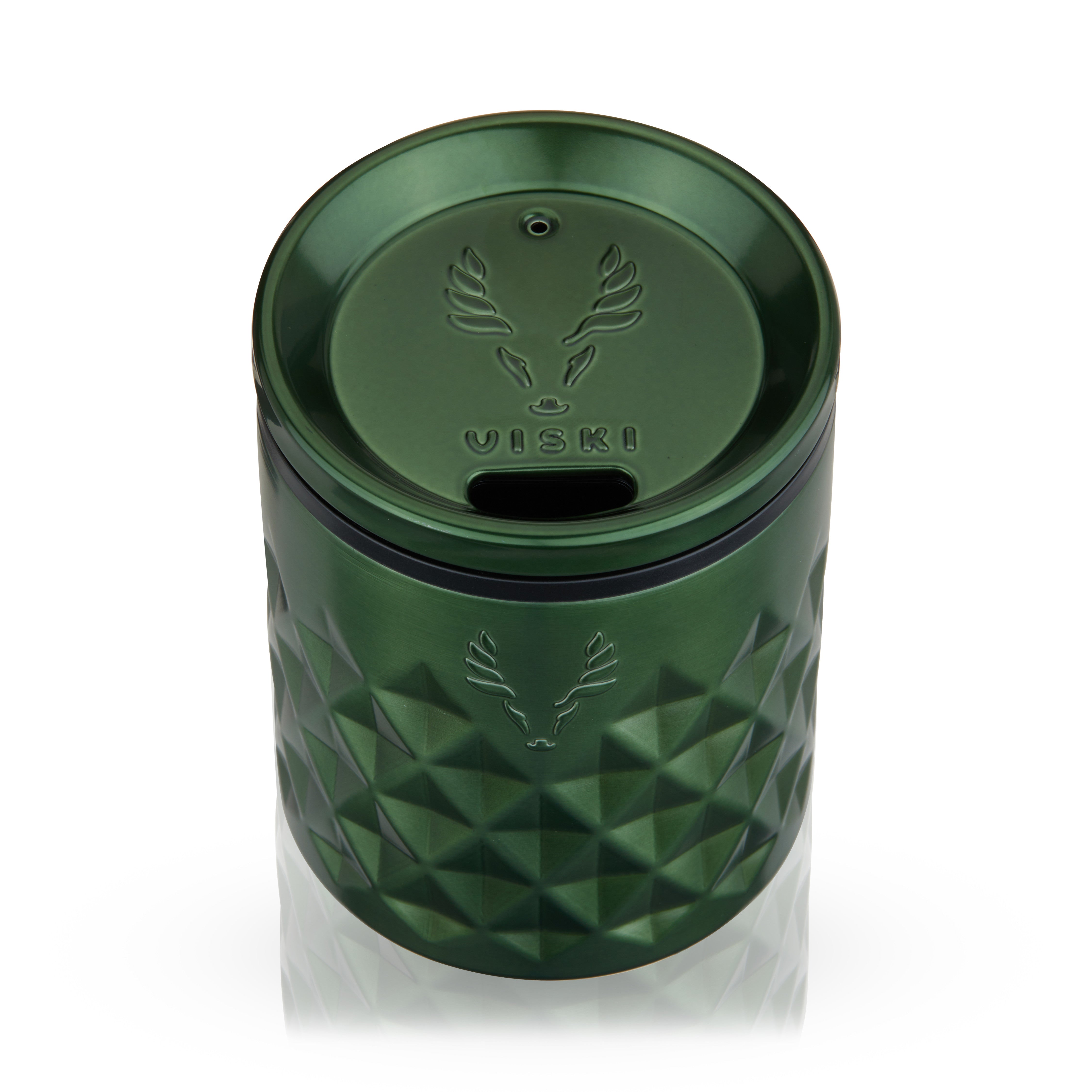 Premium Stainless Steel Rocks Tumbler - 20oz Insulated Whiskey Glass with Lid, Satin Green - Perfect for Bourbon, Scotch & Cocktails at Home, Office or Outdoor Adventures