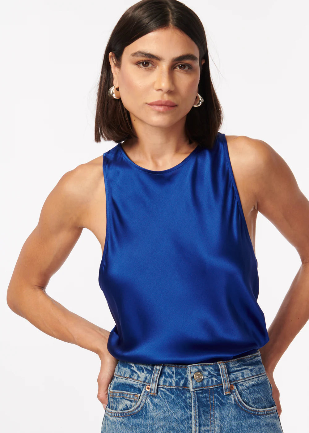 Floriana Cami Lapis - Women's Elegant Sleeveless V-Neck Camisole Top for Casual Wear, Date Night & Layering