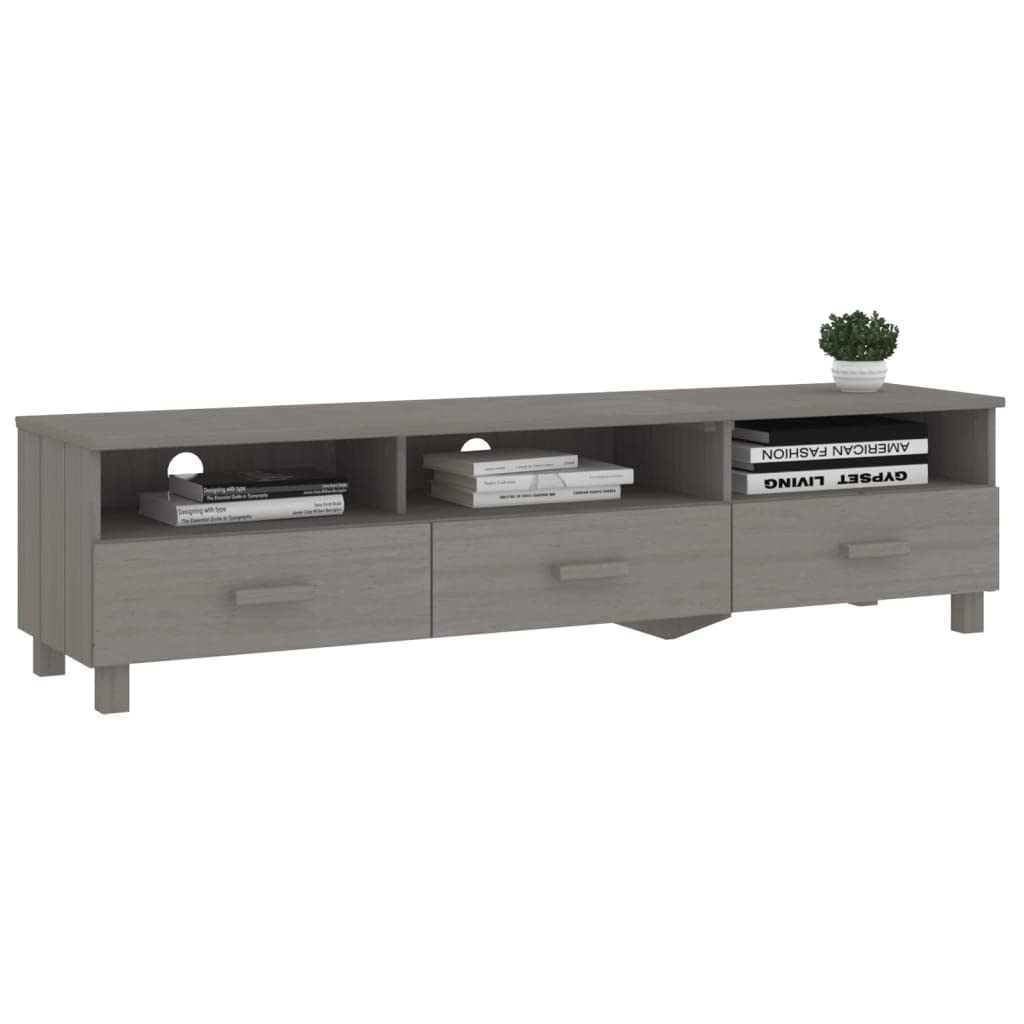 vidaXL Light Gray Solid Wood Pine TV Stand with Storage - Entertainment Center Media Cabinet for Living Room, Bedroom, Home Theater | Modern Sideboard & Cupboard Organizer