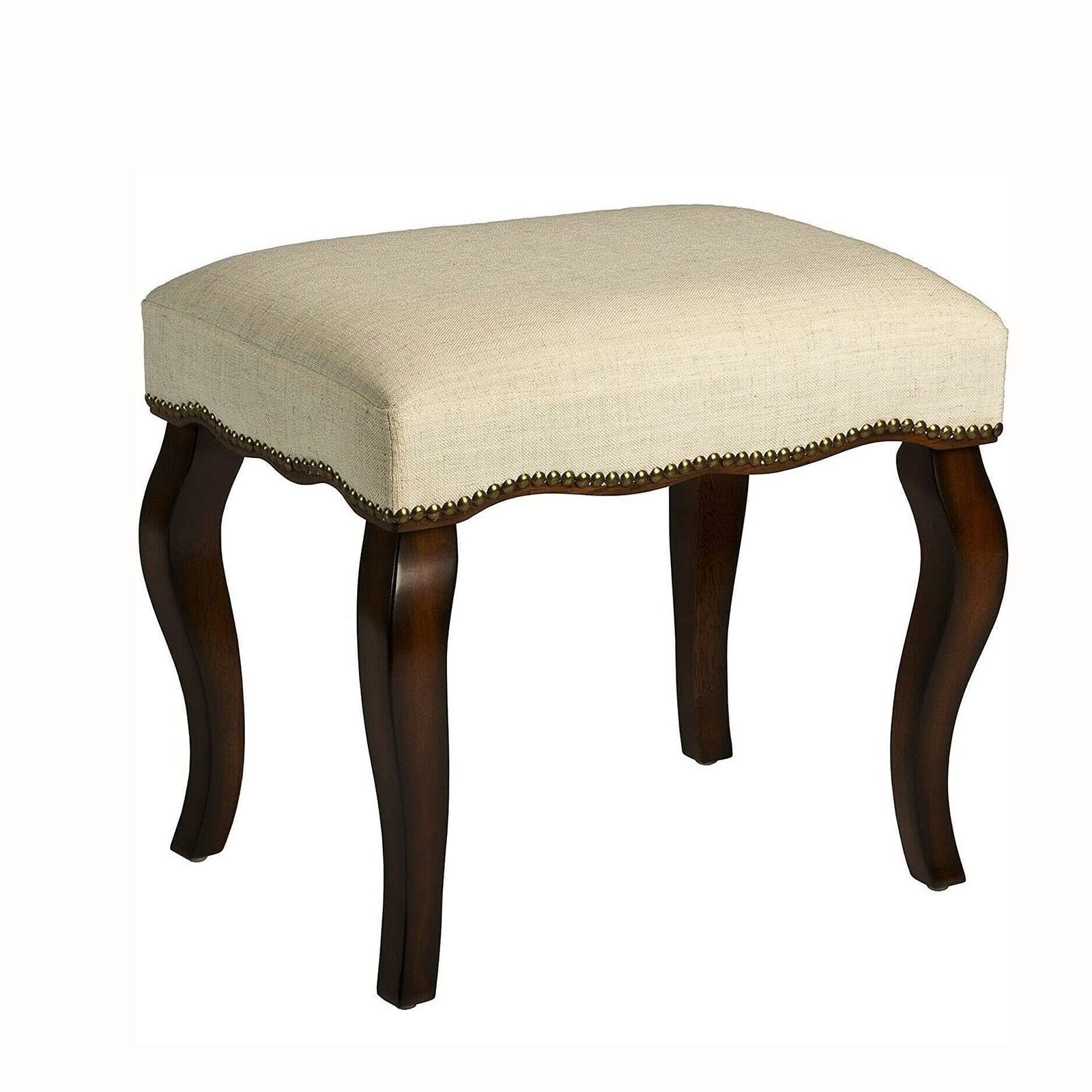 Vintage Wood Vanity Chair with Upholstered Seat - Retro Makeup Dressing Stool & Piano Bench for Bedroom, Boudoir, and Salon (White) | Elegant Home Decor & Vanity Accessory