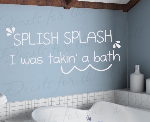Kids Bathroom Wall Decal - Splish Splash Vinyl Quote Sticker for Baby Nursery & Bathroom Decor - Waterproof Lettering Art for Shower, Tub & Tile - Fun Bath Time Decorations for Children's Room