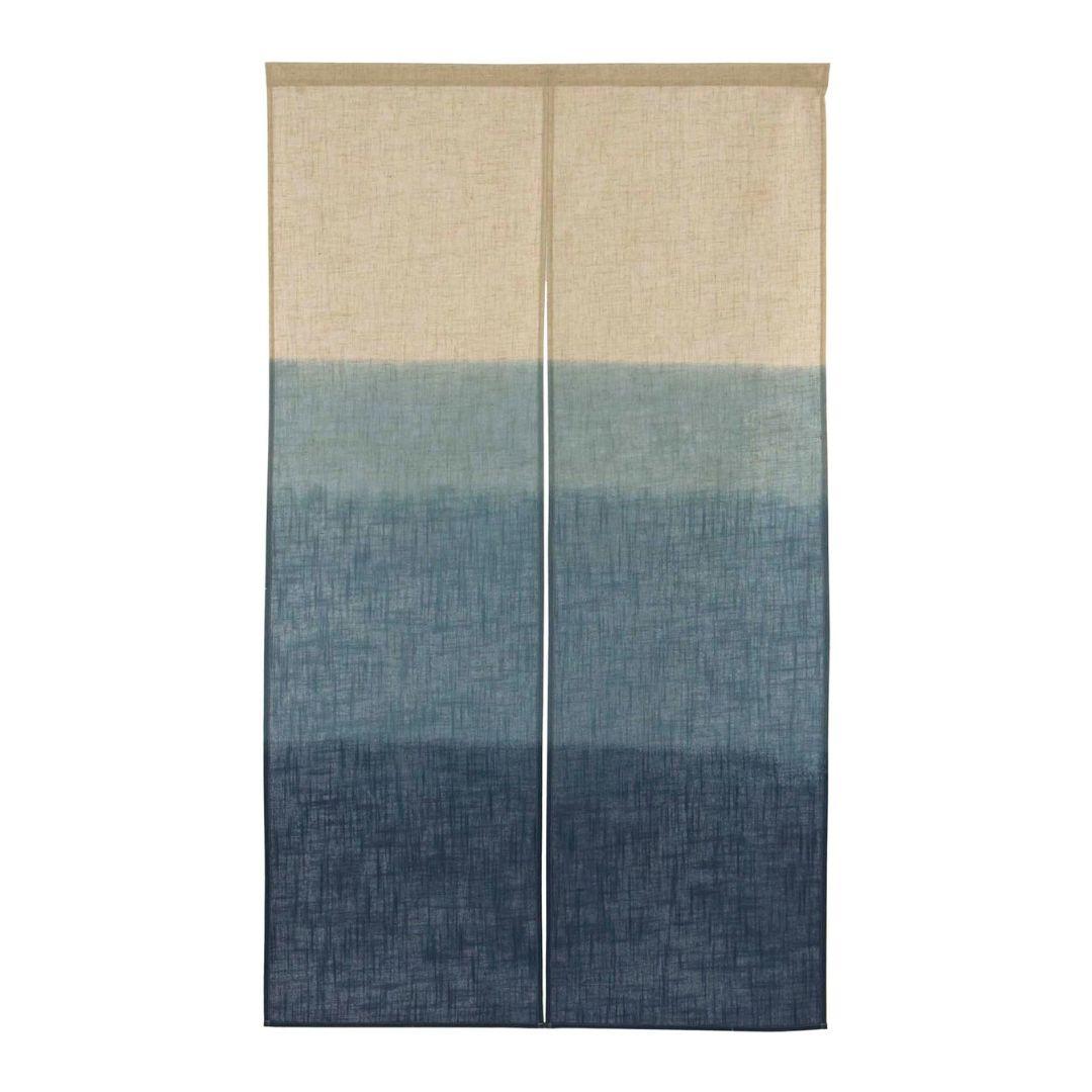 Handmade Blue Indigo Noren Door Curtain - Traditional Japanese Linen Room Divider for Home Decor, Bedroom, or Entryway
