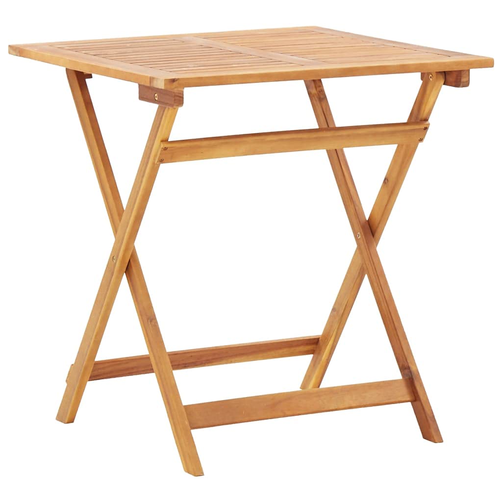 Outdoor Folding Garden Table 27.6x27.6x29.5 Inch Solid Acacia Wood - Patio, Backyard & Lawn Furniture for Dining, Relaxing & Entertaining (Fast Delivery)