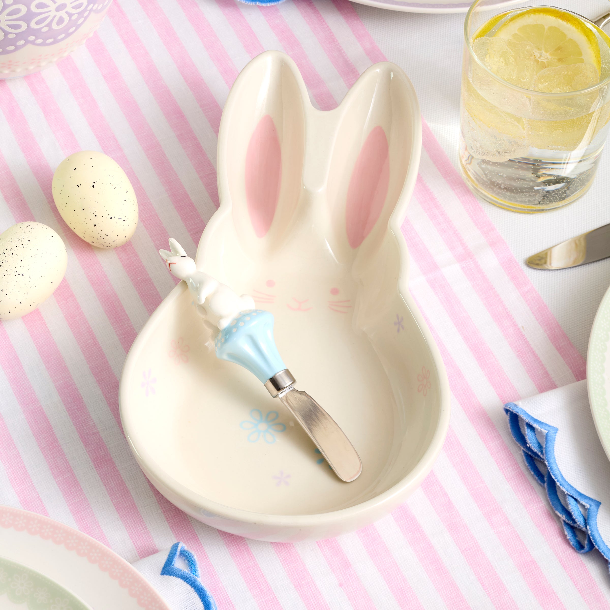 Bunny Hop Bunny Platter - Adorable Ceramic Bunny Plate for Easter, Baby Showers & Spring Decor | Perfect for Desserts, Snacks & Party Serving