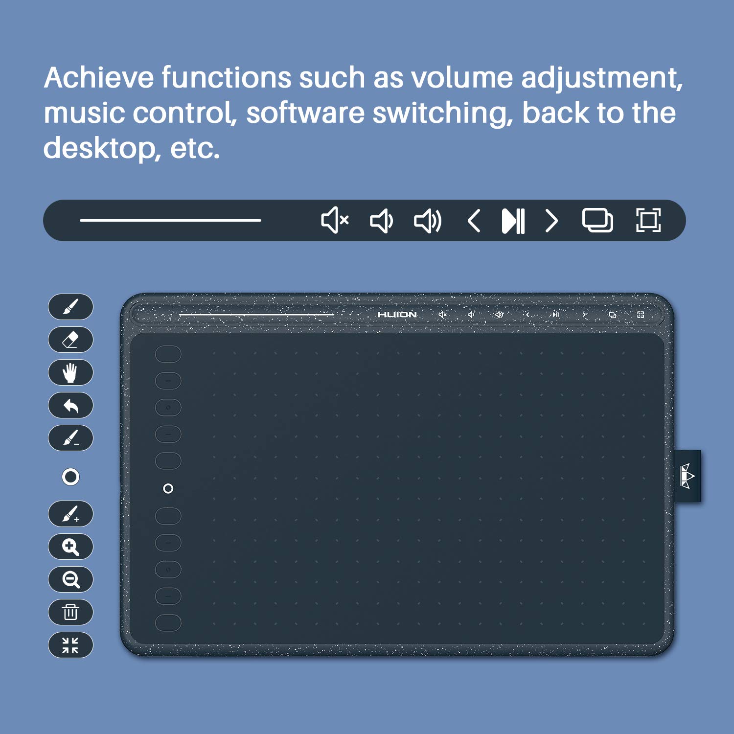 HUION HS611 Digital Drawing Tablet with 8192 Pressure Sensitivity, 8 Multimedia Keys & 10 Express Keys - Android Compatible Graphics Pen Tablet for Artists & Designers (Blue) - Perfect for Digital Art, Animation & Graphic Design