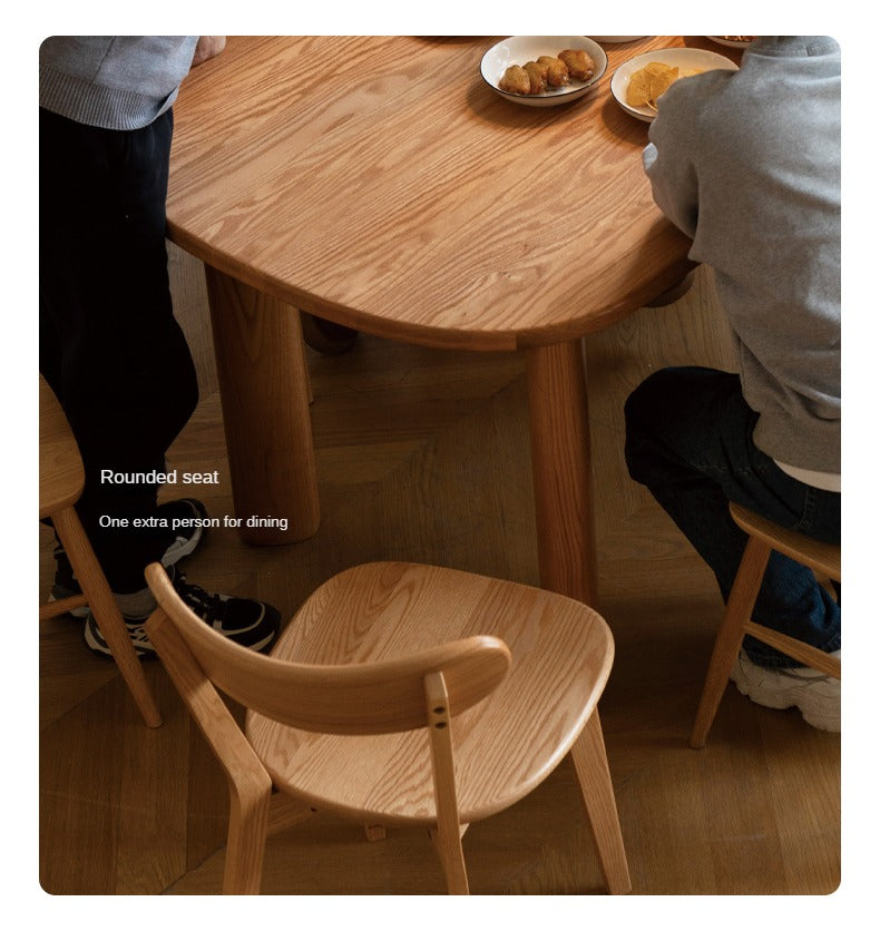 Solid Oak Wood Round Corner Long Dining Table - Rustic Farmhouse Style for Family Gatherings & Dinner Parties