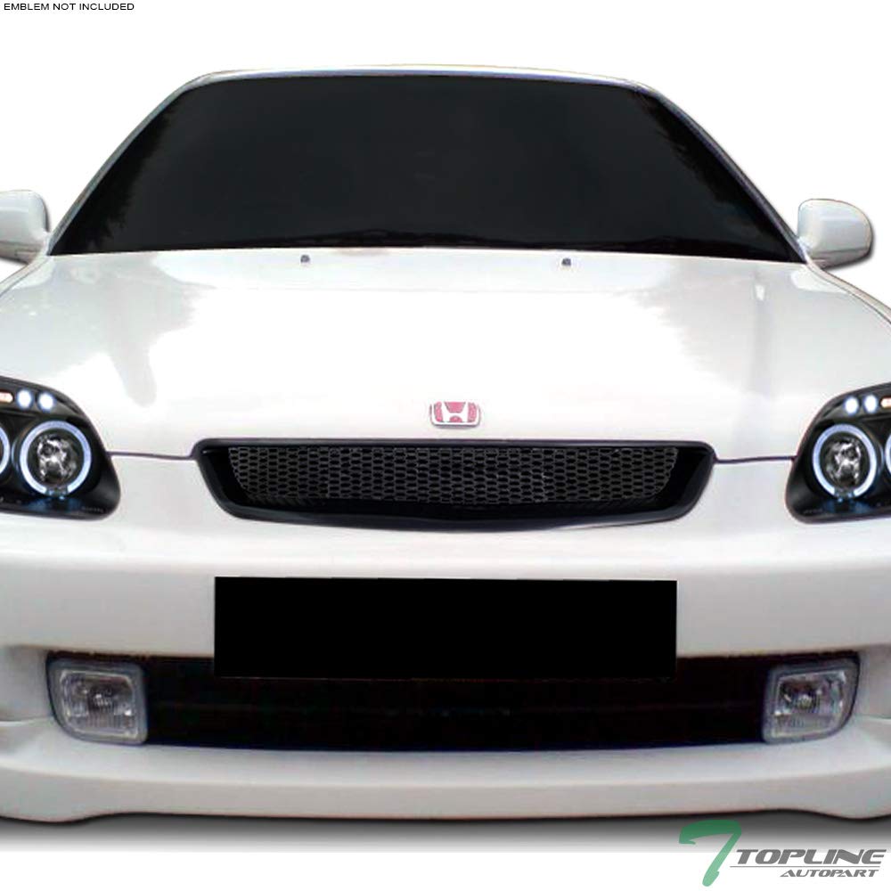 1999-2000 Honda Civic Glossy Black T-R Style Aluminum Mesh Front Bumper Grille | Replacement Car Part | Perfect for Customization & Street Style Upgrades