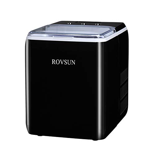 ROVSUN 44lbs/24H Countertop Ice Maker Machine - Portable Compact Ice Maker with Ice Basket for Home, Office, Kitchen, Bar - Perfect for Parties, Camping & Daily Use (Black)