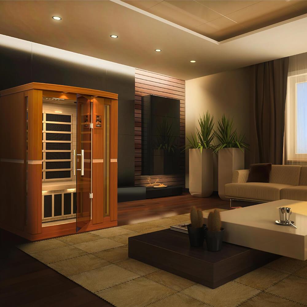 Vittoria DYN 6220-01 2-Person Low EMF Far Infrared Sauna for Home Spa Relaxation & Detox - Perfect for Couples Wellness and Muscle Recovery