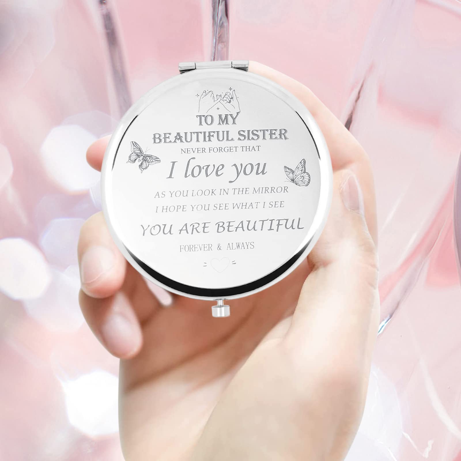 **Personalized Inspirational Quote Mirror - Best Sister & Friend Gift for Birthday, Valentine's Day, Graduation, Thanksgiving or Christmas - Elegant Silver Engraved Mirror for Home Decor & Daily Motivation**