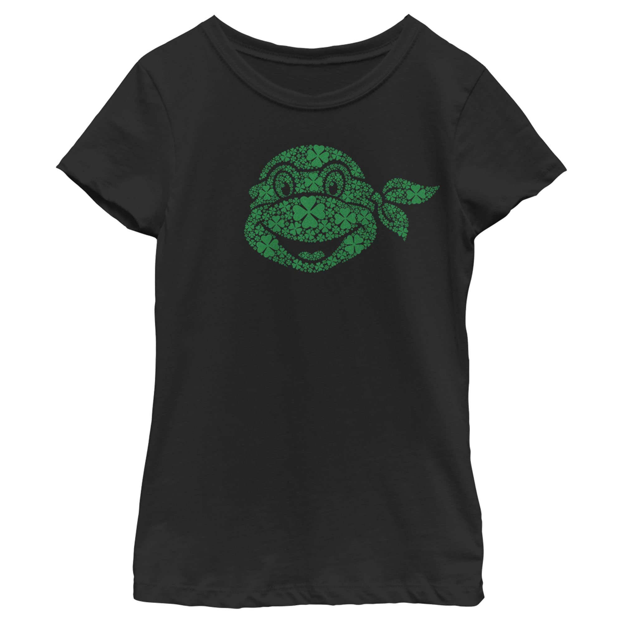 Fifth Sun Teenage Mutant Ninja Turtles Clover Print Girls Short Sleeve T-Shirt | Cute Graphic Tee for Kids & Teens | Perfect for School, Playdates & TMNT Fan Gifts