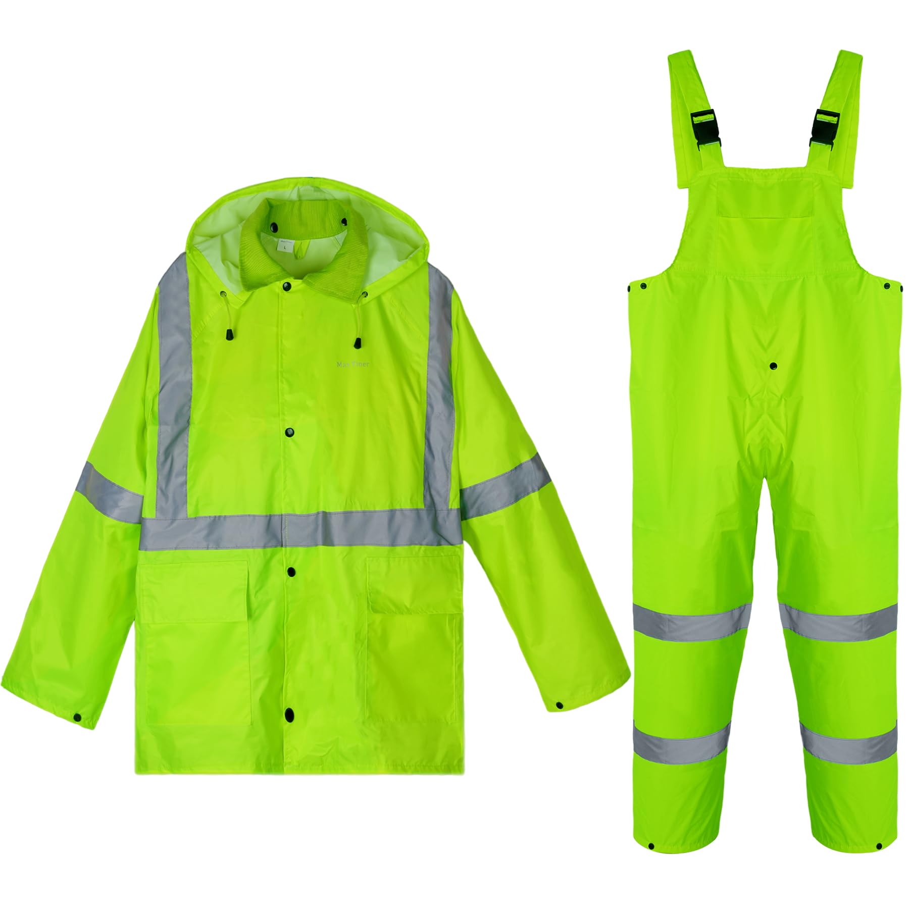Men's Waterproof Rain Suit - High Visibility Reflective Workwear with Breathable Jacket & Pants for Outdoor Construction, Fishing, and Emergency Workers