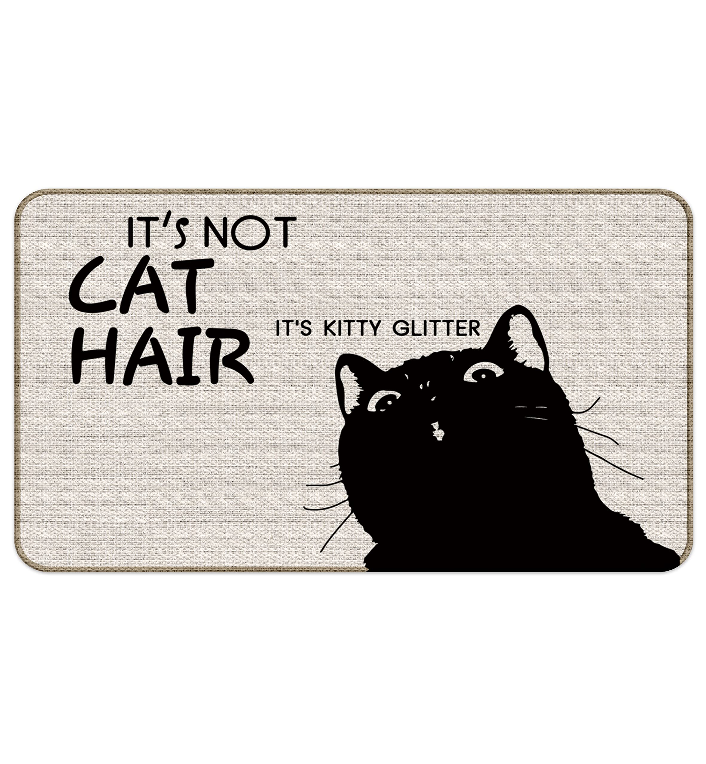Non-Slip Black Cat Doormat - 30''x17'' Cute Cat Lover Gift for Home Decor