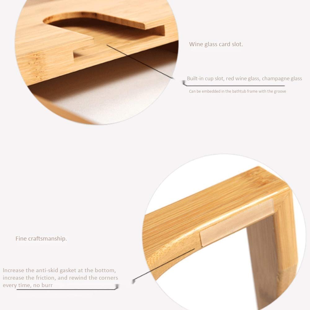 Expandable Bamboo Bathtub Tray - Non-Slip Wooden Caddy Holder for Drinks, Books, Tablet & Phone | Perfect for Relaxing Baths, Spa Days & Reading Time