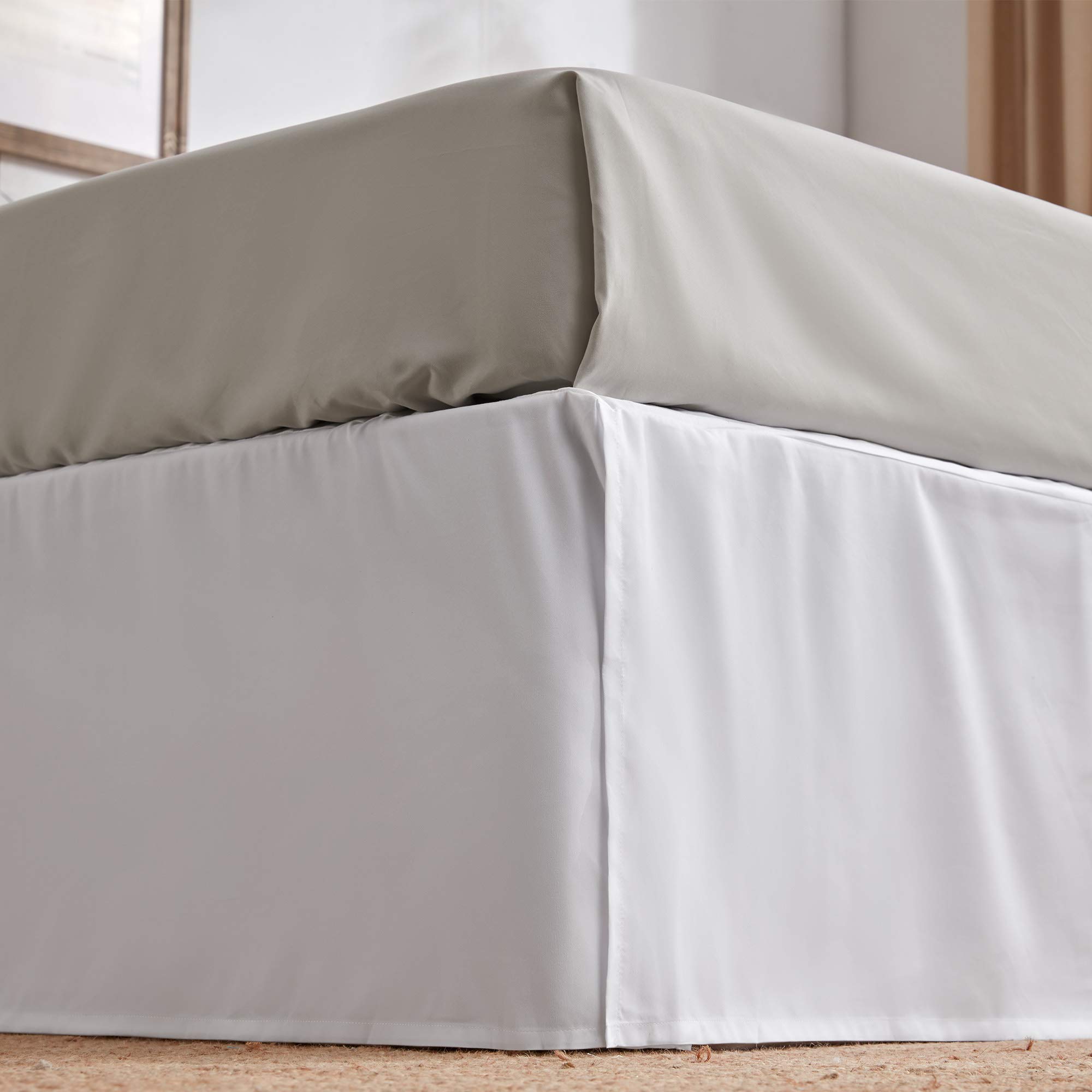 15 Inch Twin Size Pleated Bed Skirt - Anti-Static & Fade Resistant Tailored Drop Bedskirt for Easy Fit | Perfect for Guest Rooms, Dorm Beds & Home Decor (White)