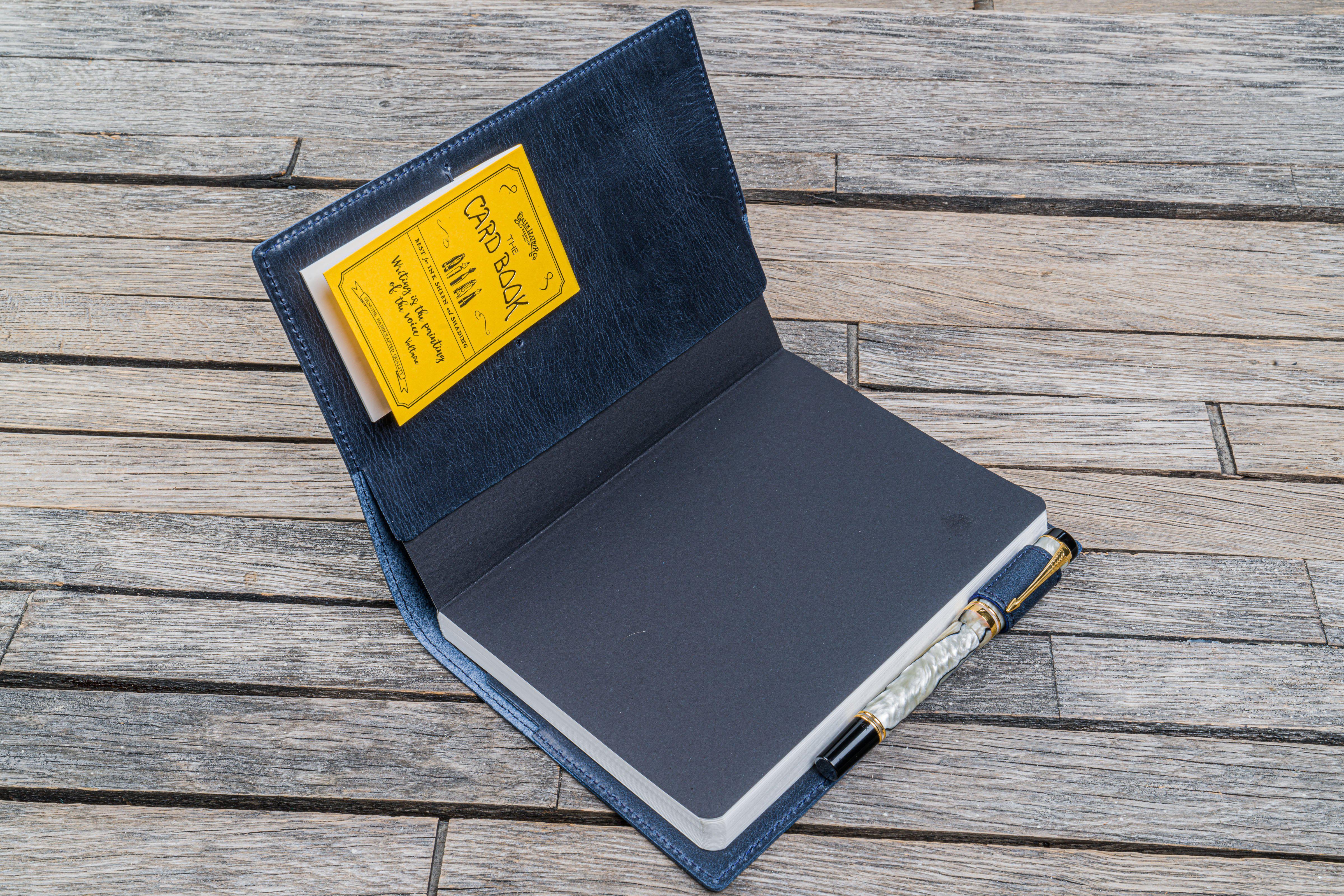 Premium Genuine Leather Slim B6 Notebook Cover - Crazy Horse Navy Blue | Durable Planner Organizer for Work, School & Travel | Perfect Gift for Professionals & Students