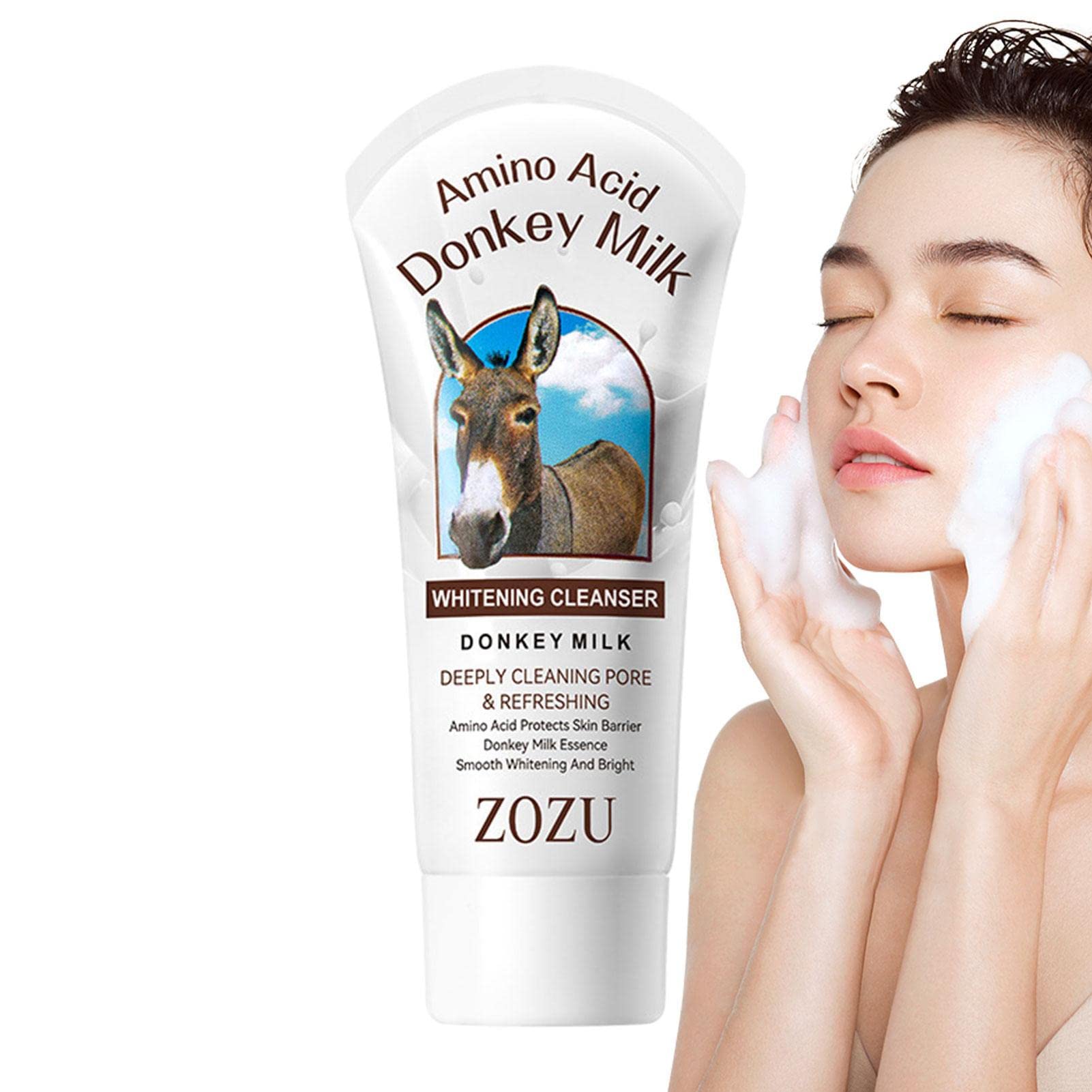 **Amino Acid Donkey Milk Facial Cleanser - Hydrating & Gentle Face Wash for Sensitive Skin | 100g Oil-Free & Exfoliating Cleanser | Removes Oil & Dead Skin Cells | Perfect for Daily Skincare & Makeup Removal**