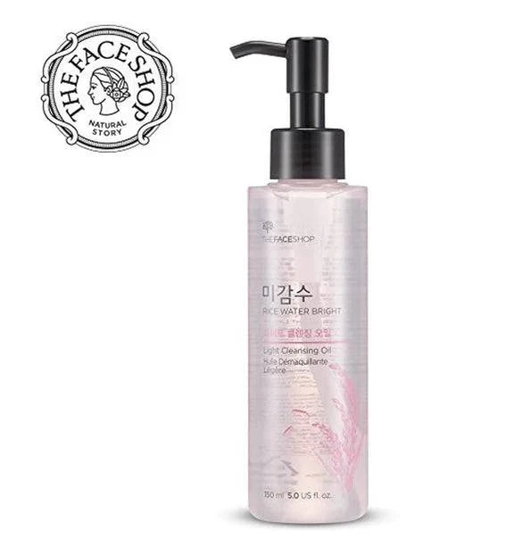 The Face Shop Rice Water Bright Light Cleansing Oil 150ml - Gentle Makeup Remover & Deep Pore Cleanser for Glowing Skin - Perfect for Daily Skincare & Travel Essentials