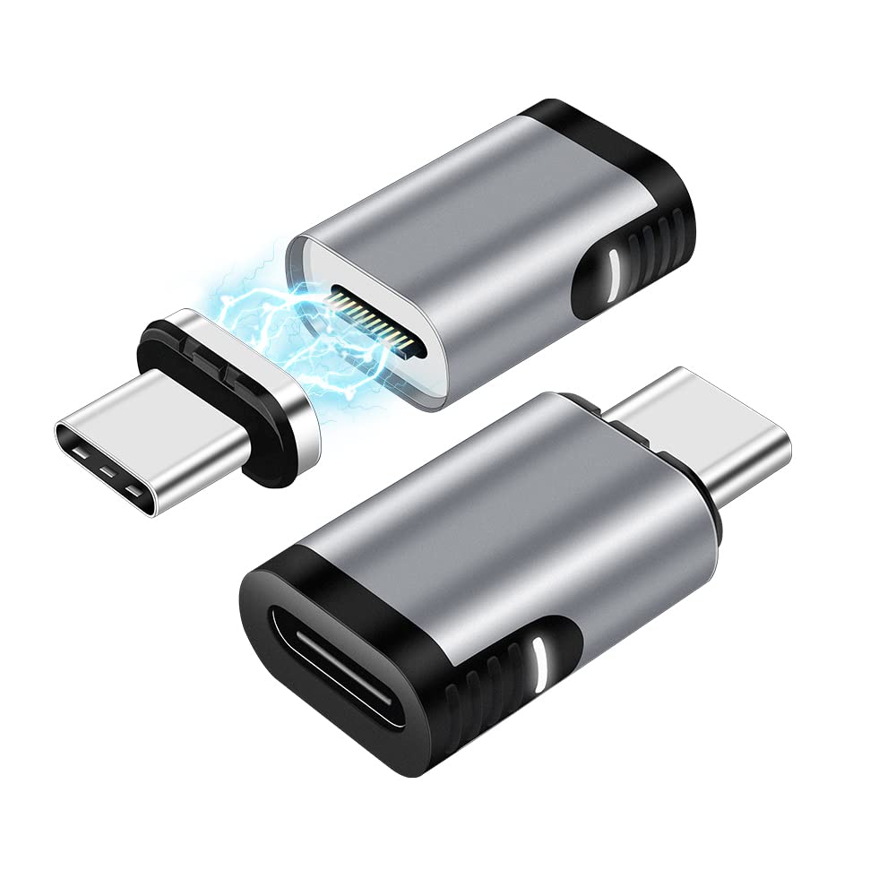 2-Pack Magnetic USB C Adapter - 24 Pin Mini Magnetic Connector with 100W PD Fast Charging & 20Gbps USB 3.1 Data Transfer - Perfect for Laptops, Phones & Tablets