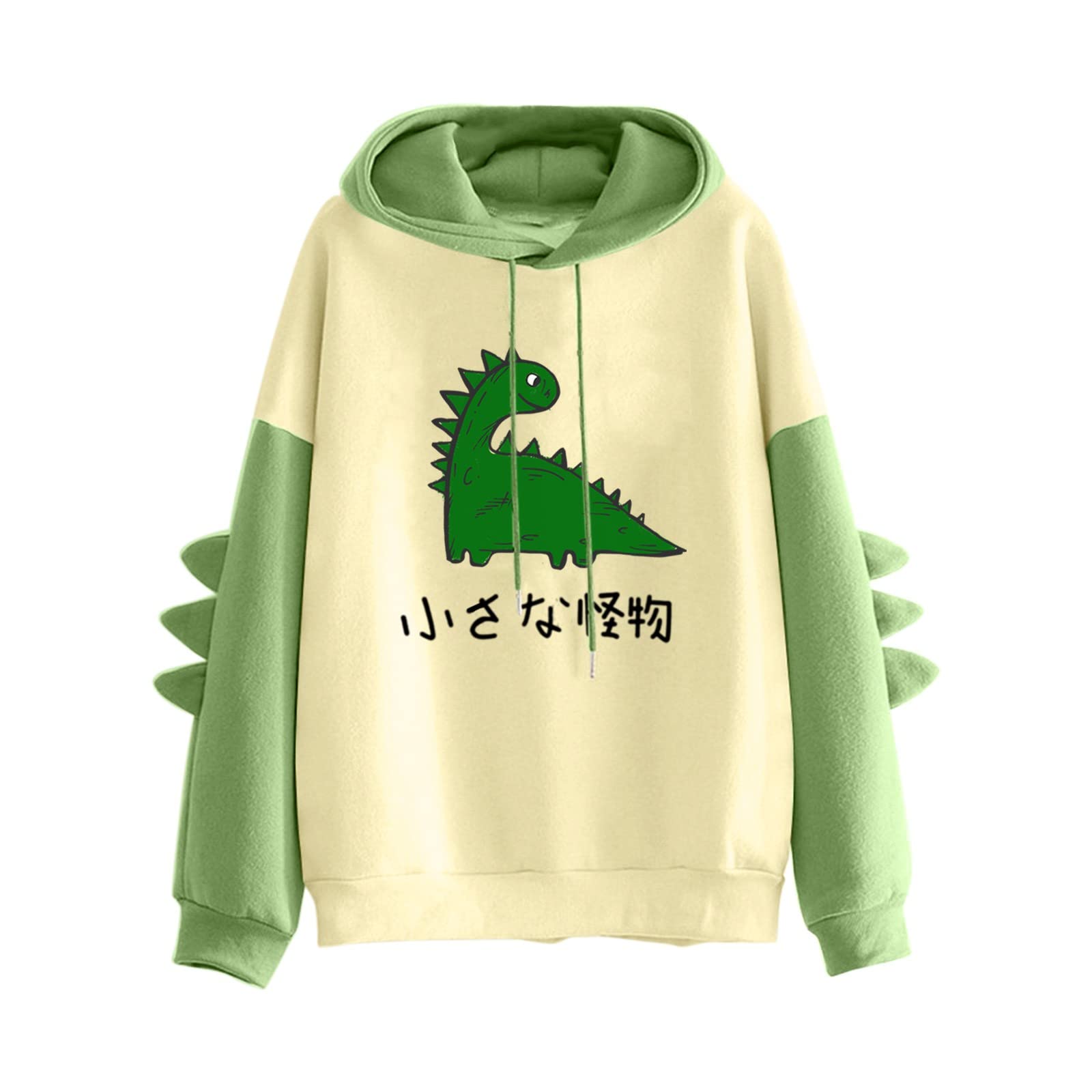 Space Dinosaur Print Hoodie for Women - Stylish Long Sleeve Pullover with Unique Stitching | Perfect for Casual Wear, Street Fashion & Cosplay