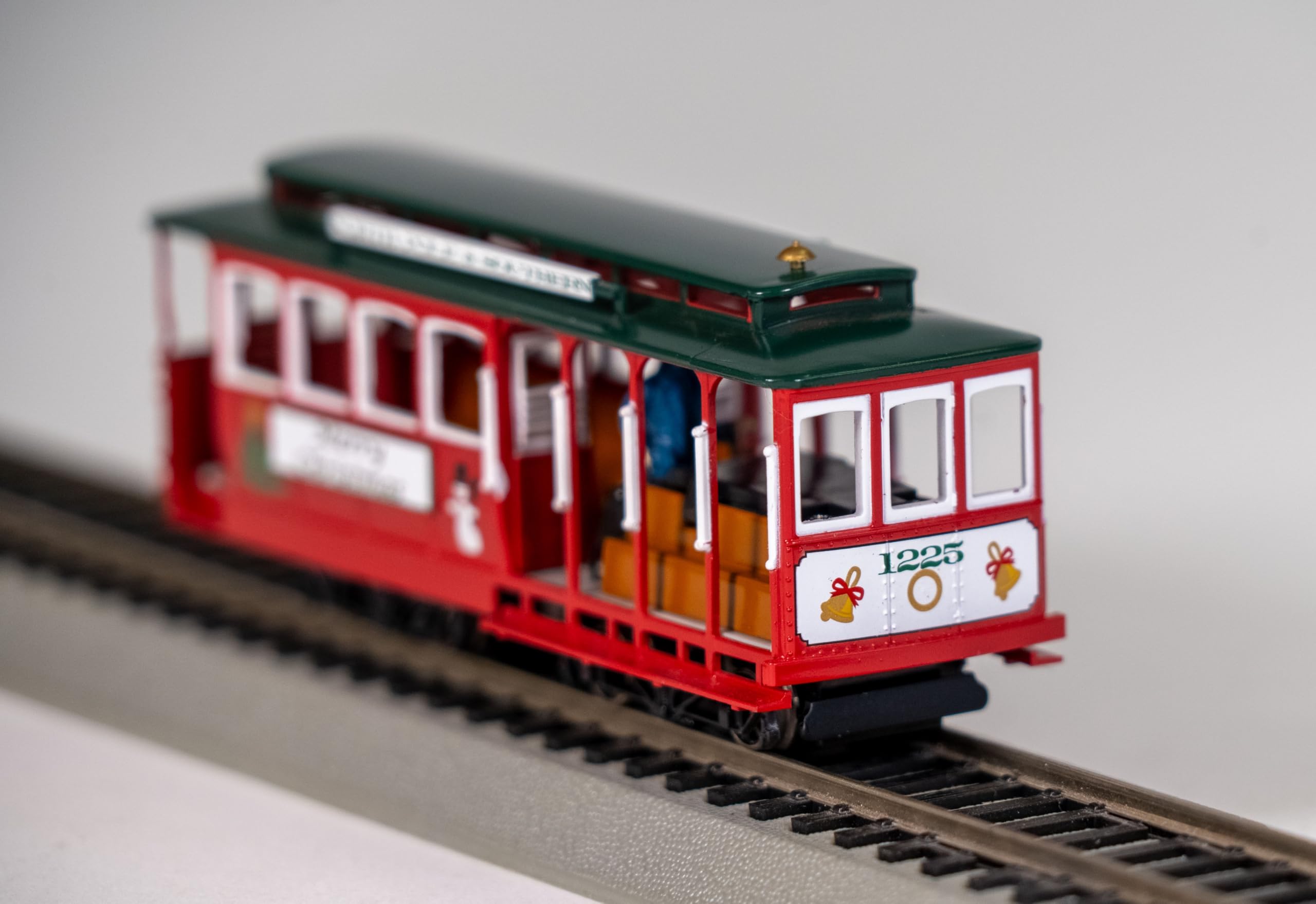 Yellow & Red HO Scale Cable Car with Grip Man - Perfect for Model Train Layouts & City Dioramas
