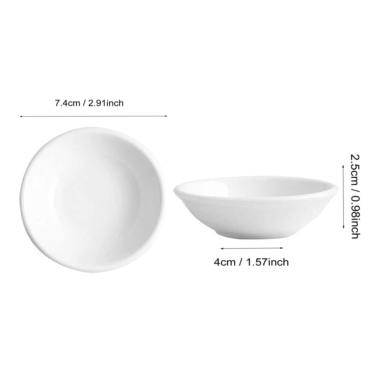 6-Piece Ceramic Seasoning Dishes Set - Mini Sushi Dipping Bowls, Spice & Sauce Dishes, Appetizer Plates for Kitchen & Dining - Perfect for Sushi, Condiments, Snacks & Table Setting