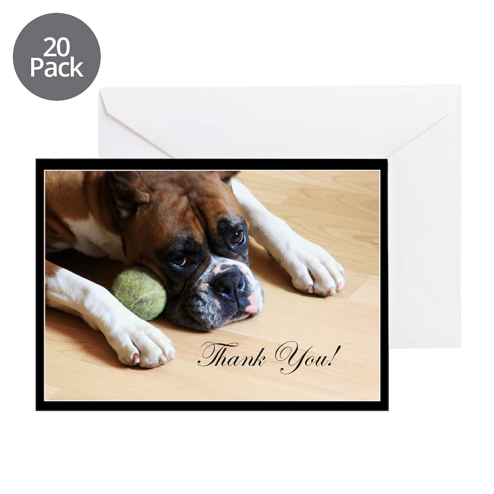 Boxer Dog Thank You Greeting Cards (20-Pack) - Blank Inside Note Cards for Birthdays & Appreciation - Matte Finish for Elegant Gifting | Perfect for Pet Lovers, Thank You Notes & Special Occasions