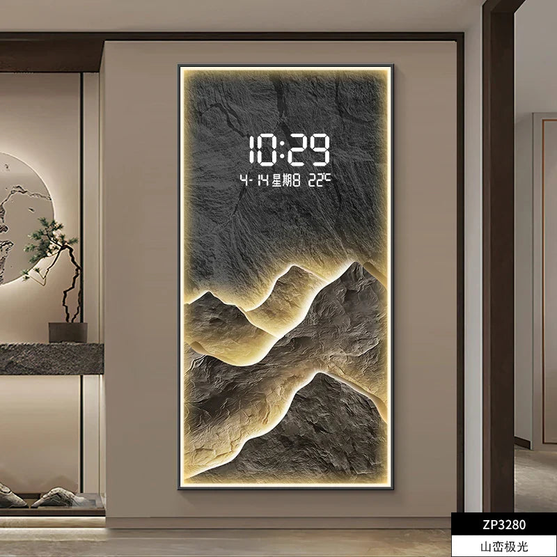Digital Mountain Scenery Wall Clock - Silent Non-Ticking Modern Decor for Living Room, Bedroom & Office - Perfect for Nature Lovers & Home Décor