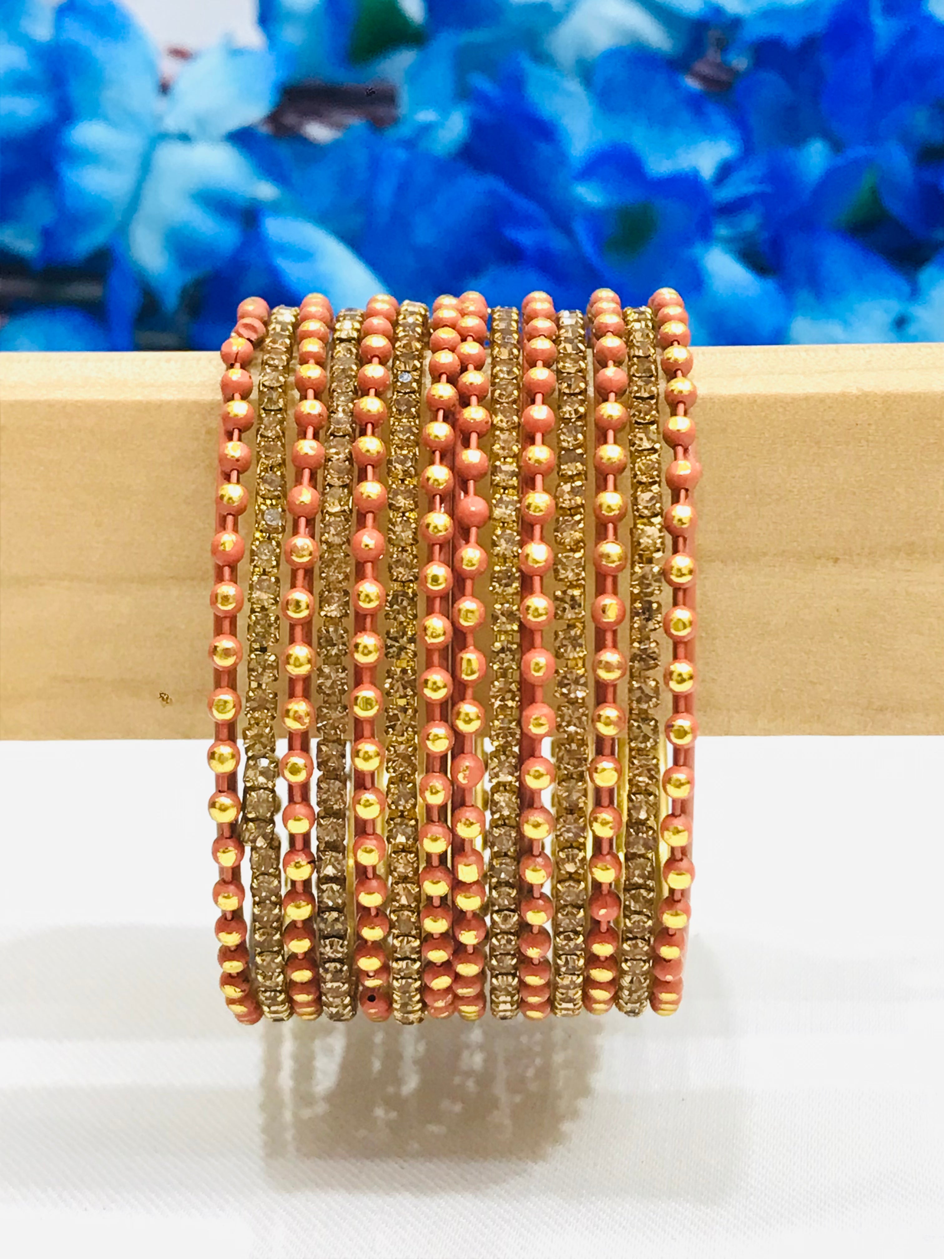 Stylish Orange Metal Bangles Set for Women & Girls - Fashion Jewelry for Parties, Weddings & Everyday Wear