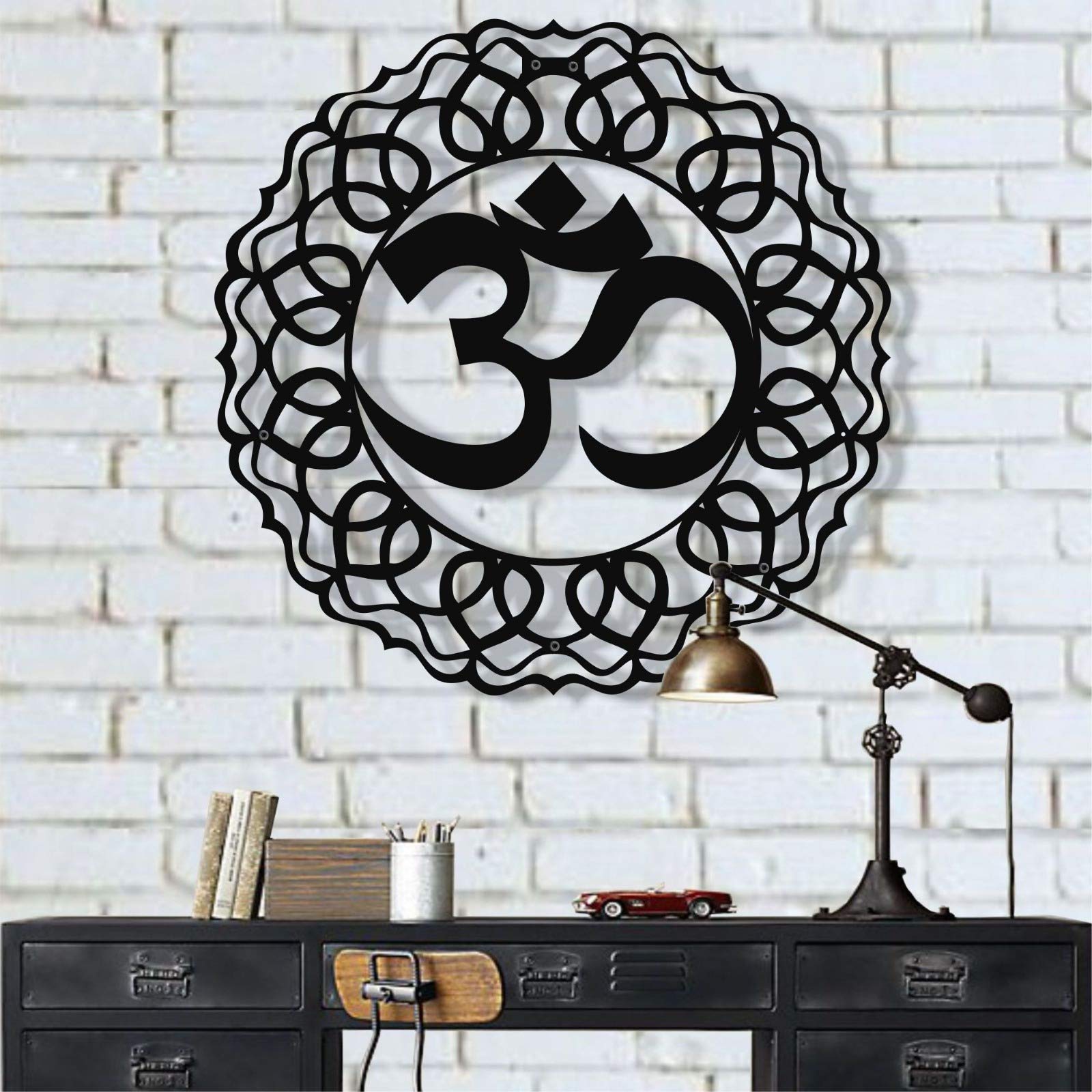 DEKADRON Metal Wall Art - Black Aum Symbol & Mandala Yoga Decor (24