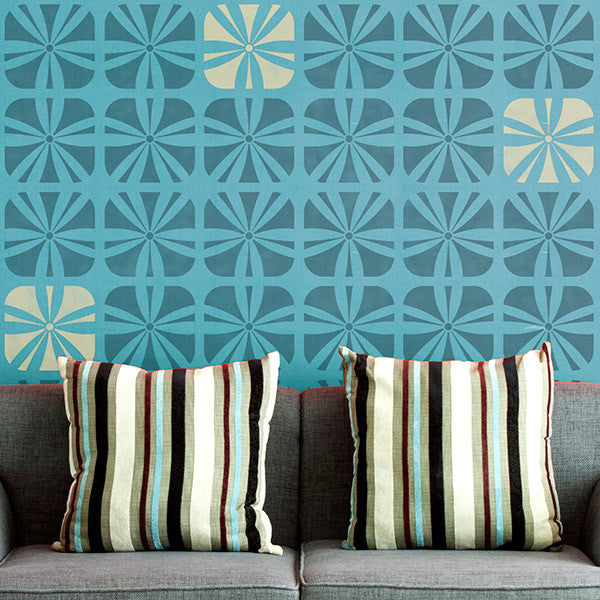 Kinetic Floral Wall Stencil - Reusable DIY Painting Template for Home Decor, Nursery, Bedroom & Living Room - Perfect for Accent Walls, Furniture Upcycling & Creative Art Projects