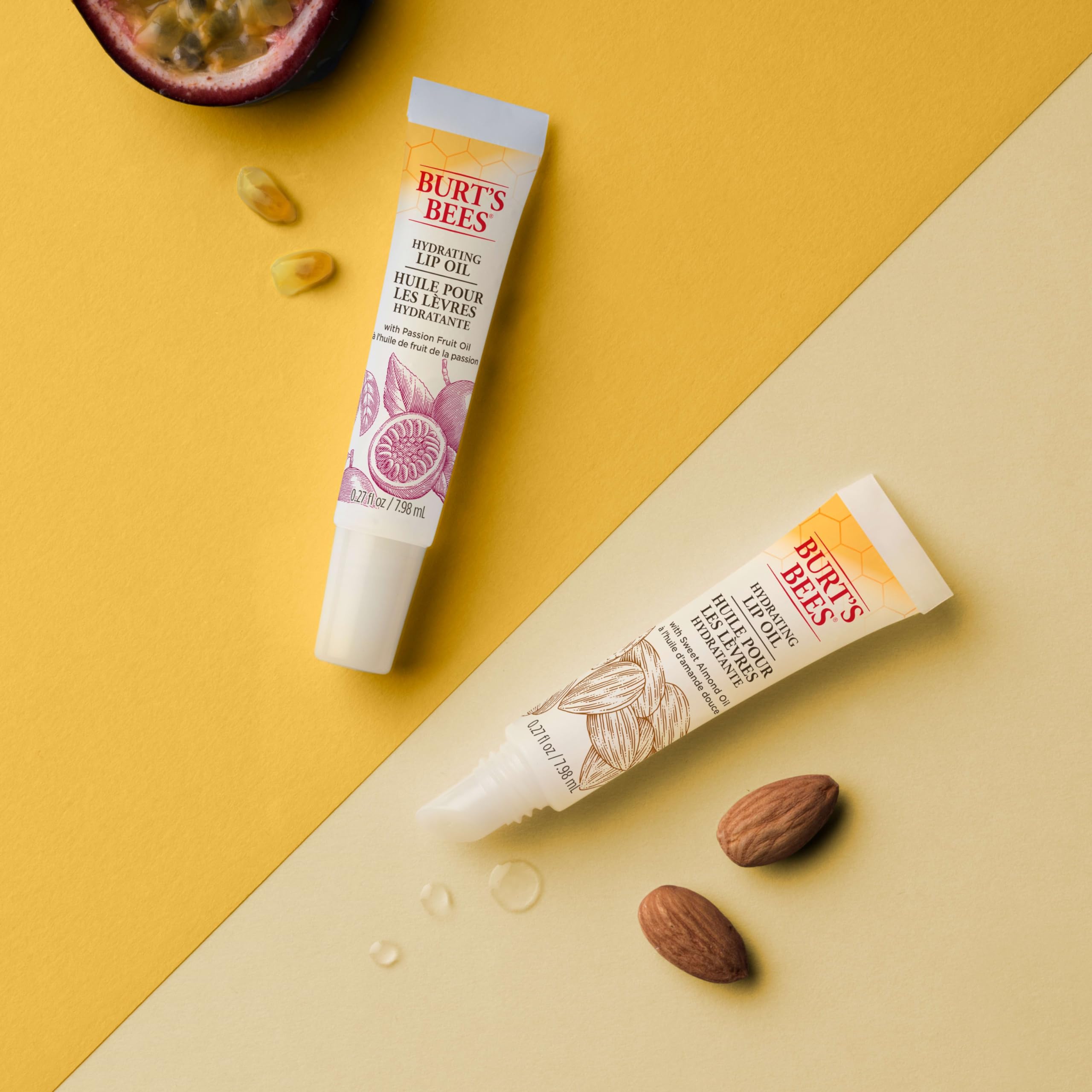 Burt's Bees Hydrating Lip Oil with Passion Fruit Oil - Moisturizing & Nourishing Lip Treatment for Dry Lips - Perfect for Daily Use, Makeup Prep & Nighttime Lip Care
