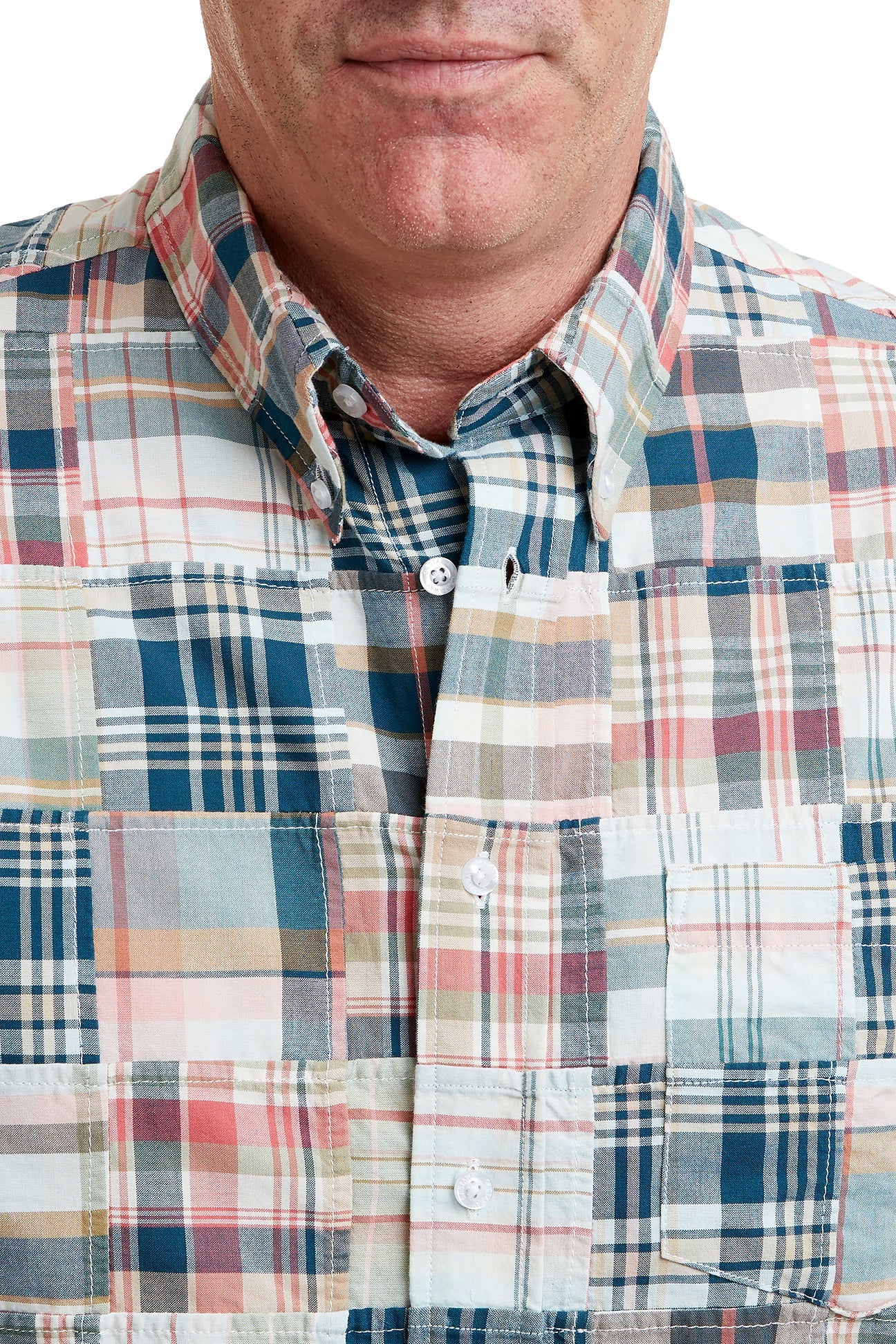 Chase Shirt Grey Lady Patch Madras - Vintage-Inspired Casual Button-Up for Men & Women - Perfect for Summer Outings, Beach Trips, and Casual Fridays