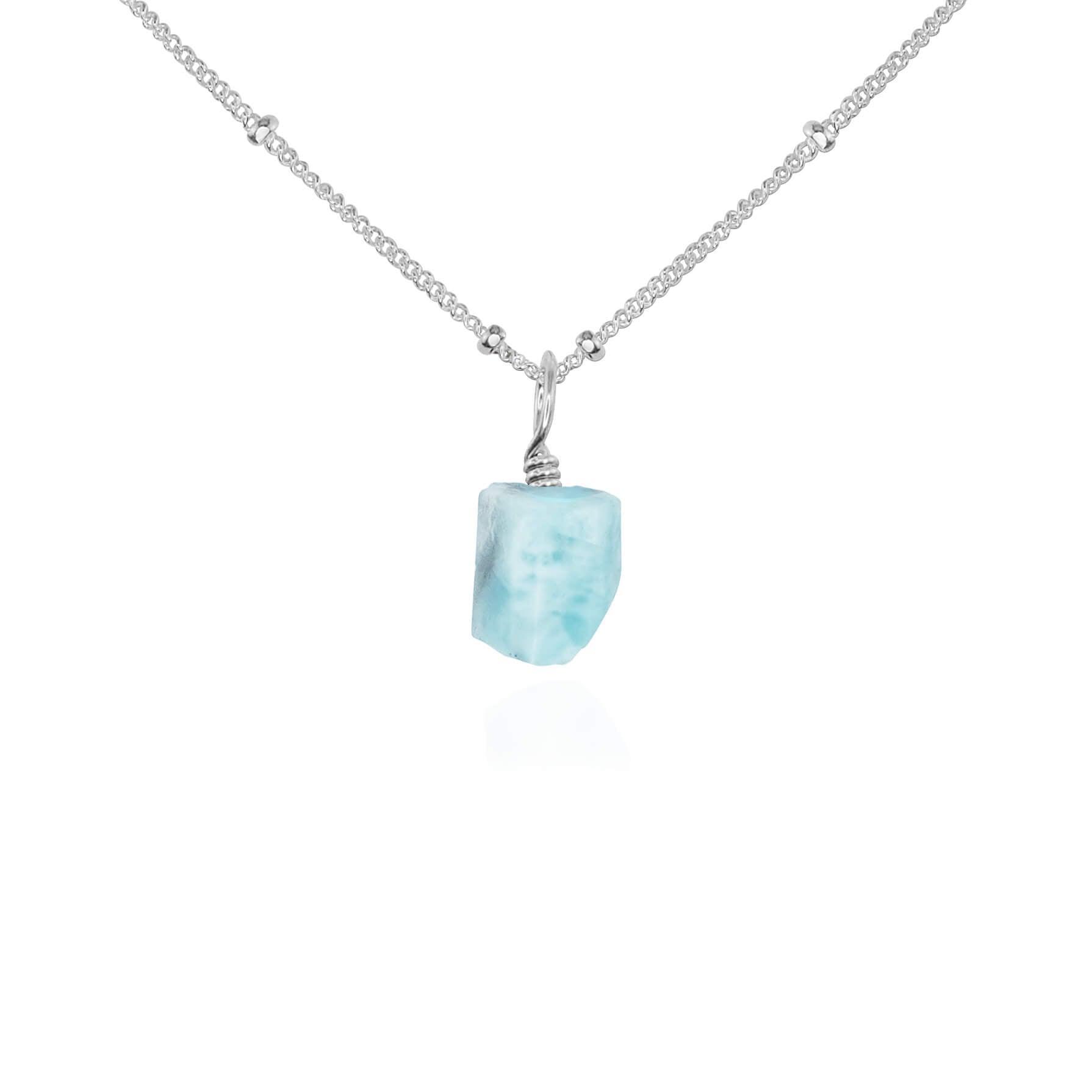 Natural Raw Larimar Pendant Necklace - Handmade Blue Gemstone Jewelry for Women - Perfect for Beach Vacations & Boho Fashion