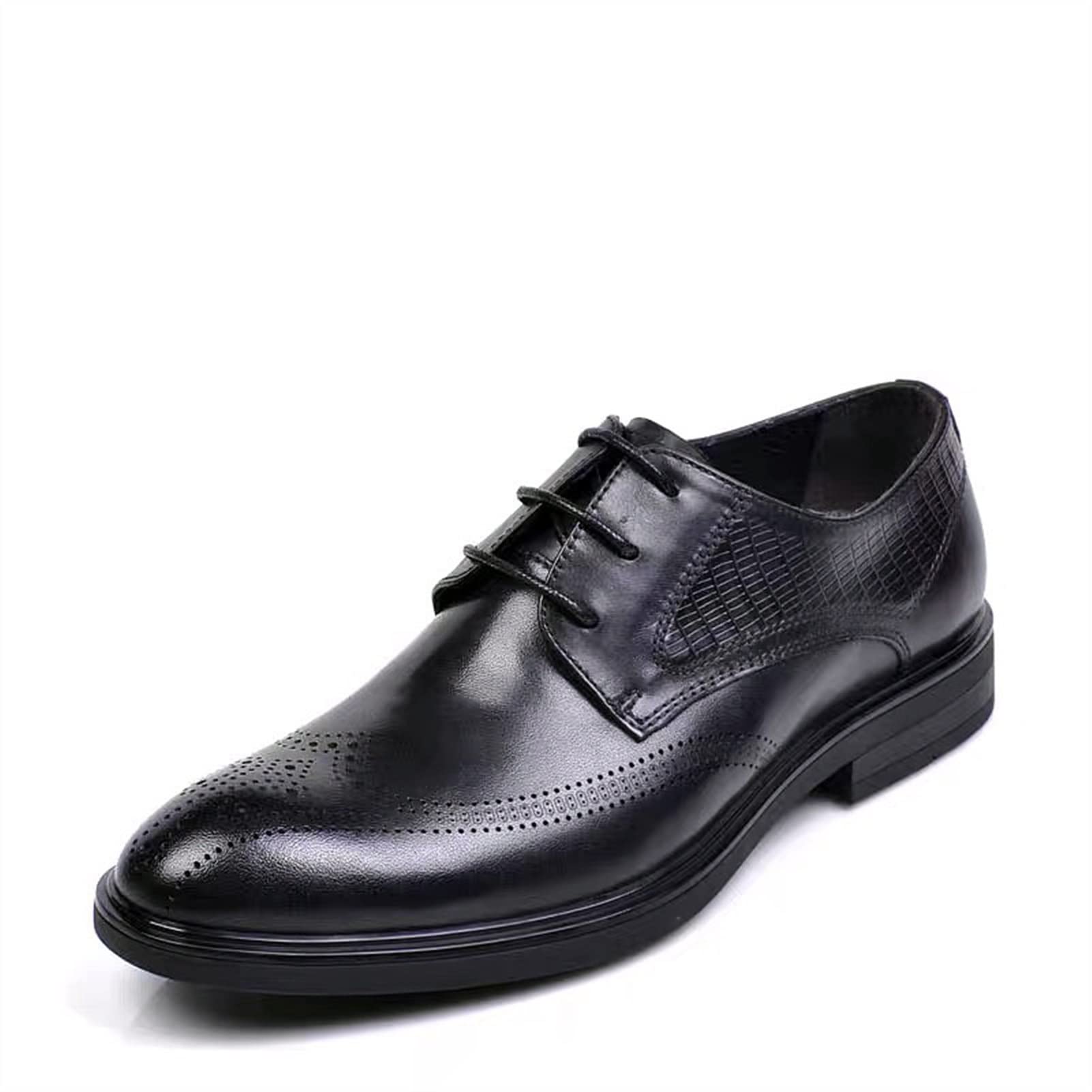 Men's Classic Leather Oxford Dress Shoes - Lace Up Brogue Wingtip Derby Shoes for Formal & Business - Non-Slip Sole, Comfortable & Stylish - Perfect for Weddings, Office & Special Occasions