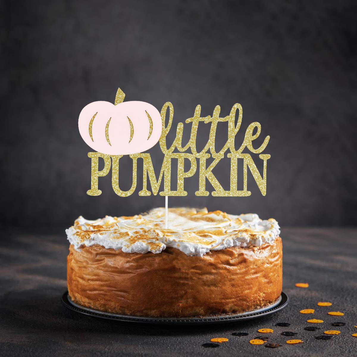 Gold & Pink Mini Pumpkin Cake Toppers - Baby Shower & Fall Party Decorations for Cakes, Cupcakes, and Desserts