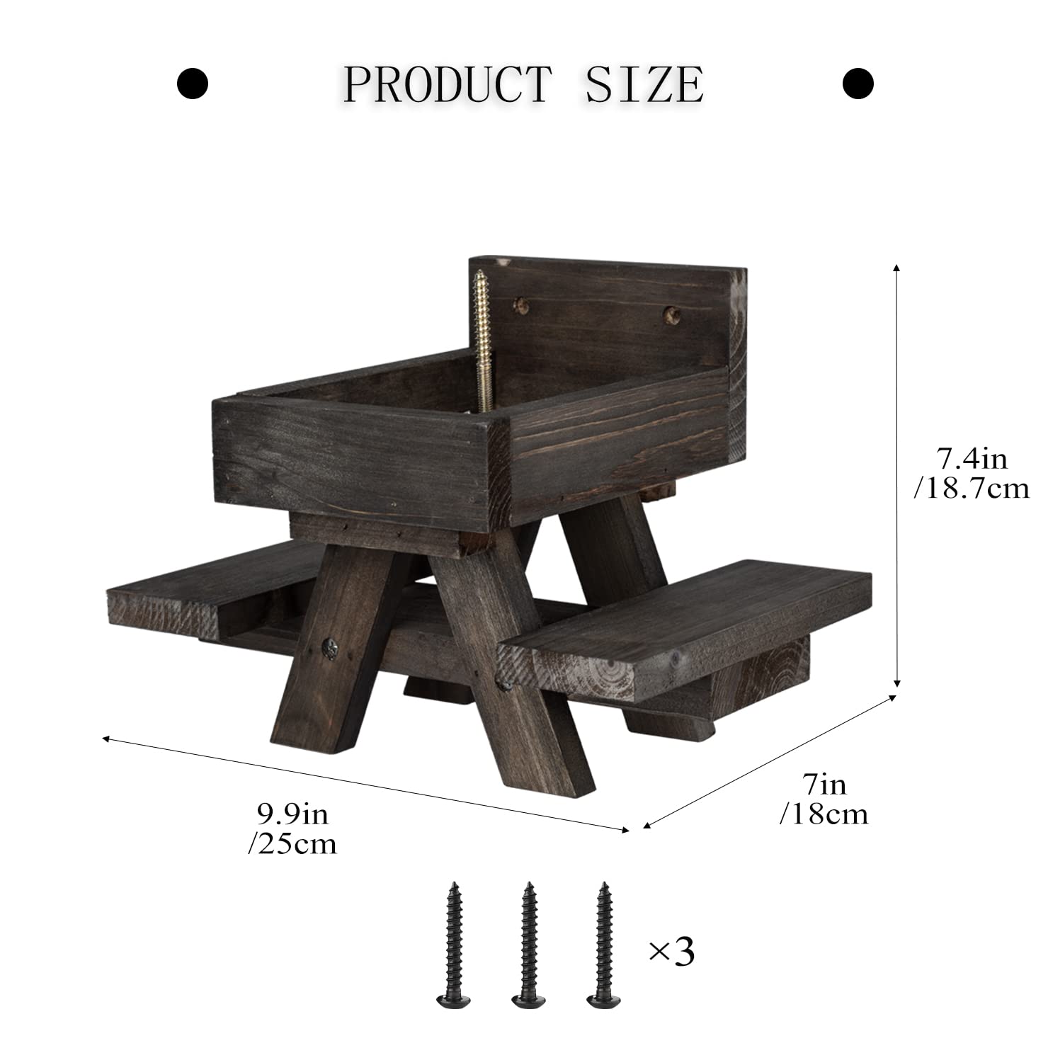 BalterFF Wooden Squirrel Feeder for Outdoor Yard - Funny Peanut Holder for Garden Decor, Picnic Table & Chipmunk Bench - Perfect Gift for Squirrel Lovers (Use in Backyard, Park or Camping Areas)