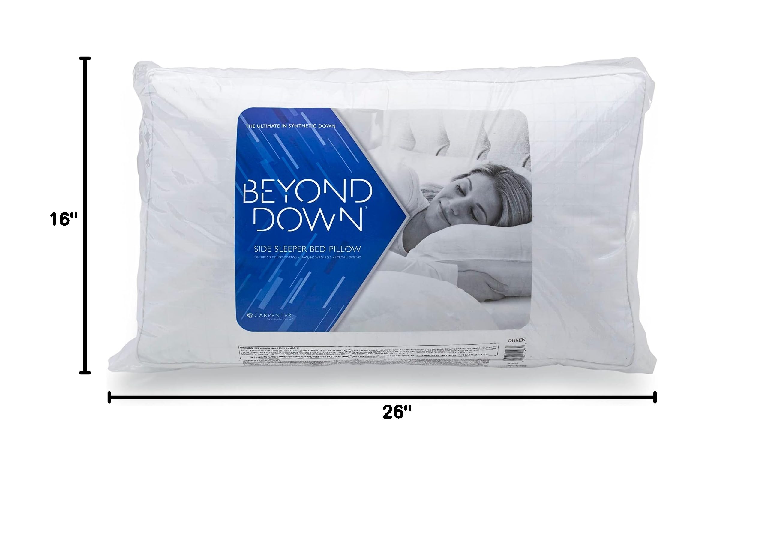Beyond Down Gel Fiber Side Sleeper Pillow - Queen Size Cooling Memory Foam Pillow for Neck Pain Relief | Perfect for Back & Stomach Sleepers, Hot Sleepers & Travel Use