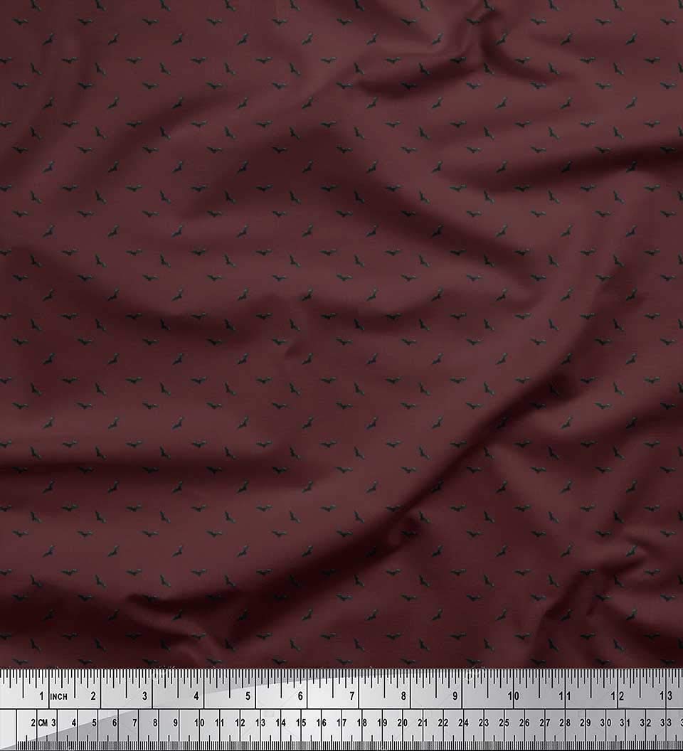 Soimoi 100% Cotton Poplin Fabric by The Yard - 56 Inch Wide Brown Bat Bird Print Shirting Material - Lightweight & Durable for Quilting, Dressmaking & Home Decor Projects