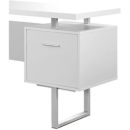 Pemberly Row 60 Inch White 3-Drawer Computer Desk - Home Office Writing Workstation for Small Spaces & Remote Work