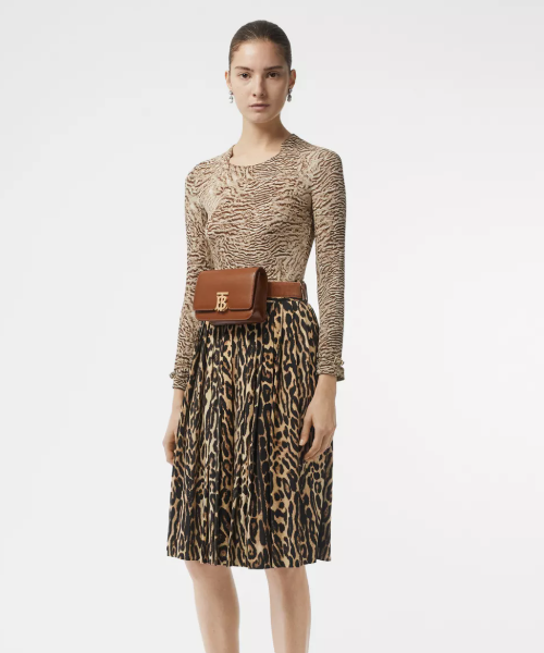 Burberry TB Belted Leather Crossbody Bag for Women - Genuine Brown Leather Handbag - Perfect for Work, Travel & Everyday Use