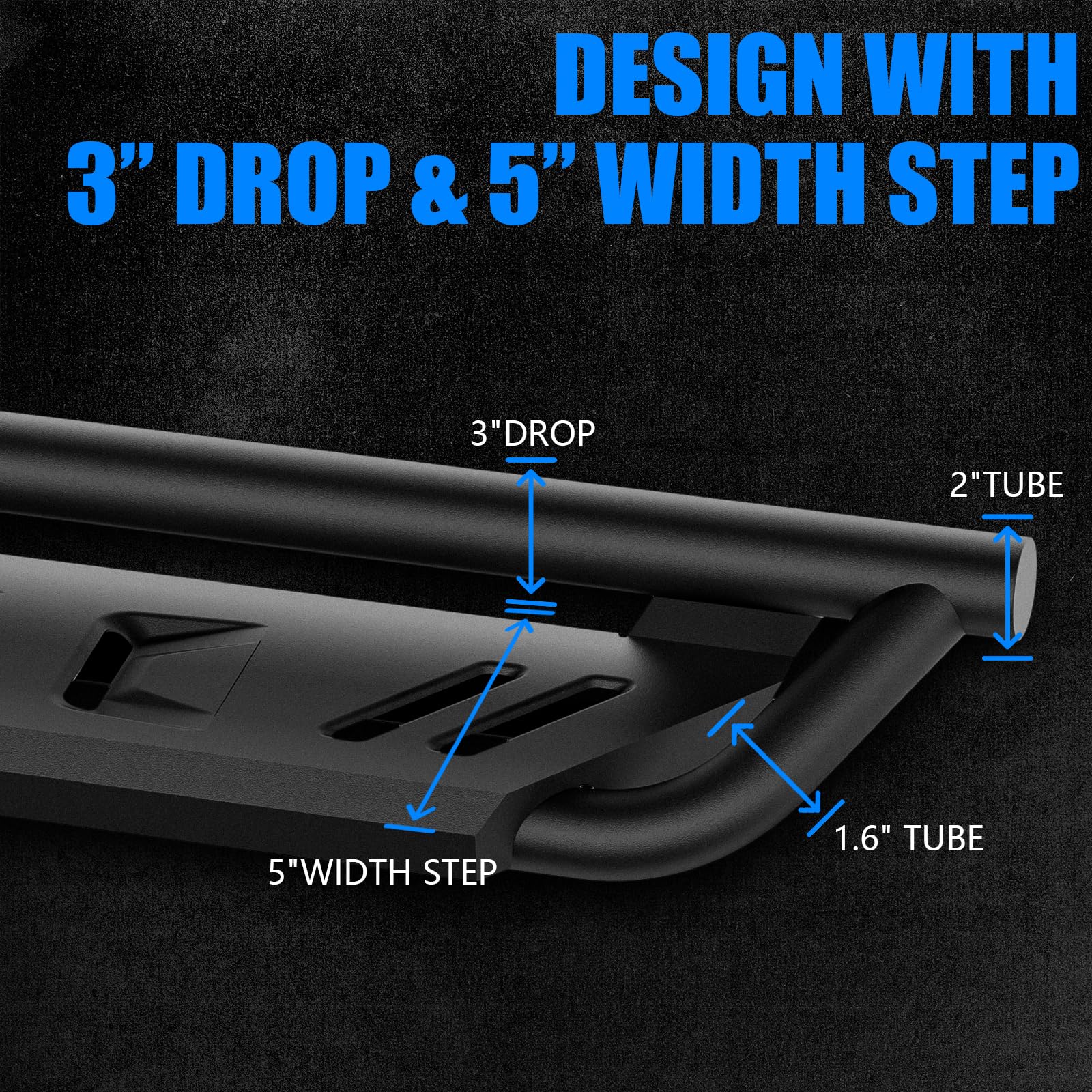 ONINE Tubular Drop Running Boards for 2019-2025 Chevy Silverado/GMC Sierra 1500 & 2020-2025 Chevy Silverado/GMC Sierra 2500HD/3500HD Crew Cab - Textured Black Side Step Nerf Bars | Easy Access & Off-Road Protection