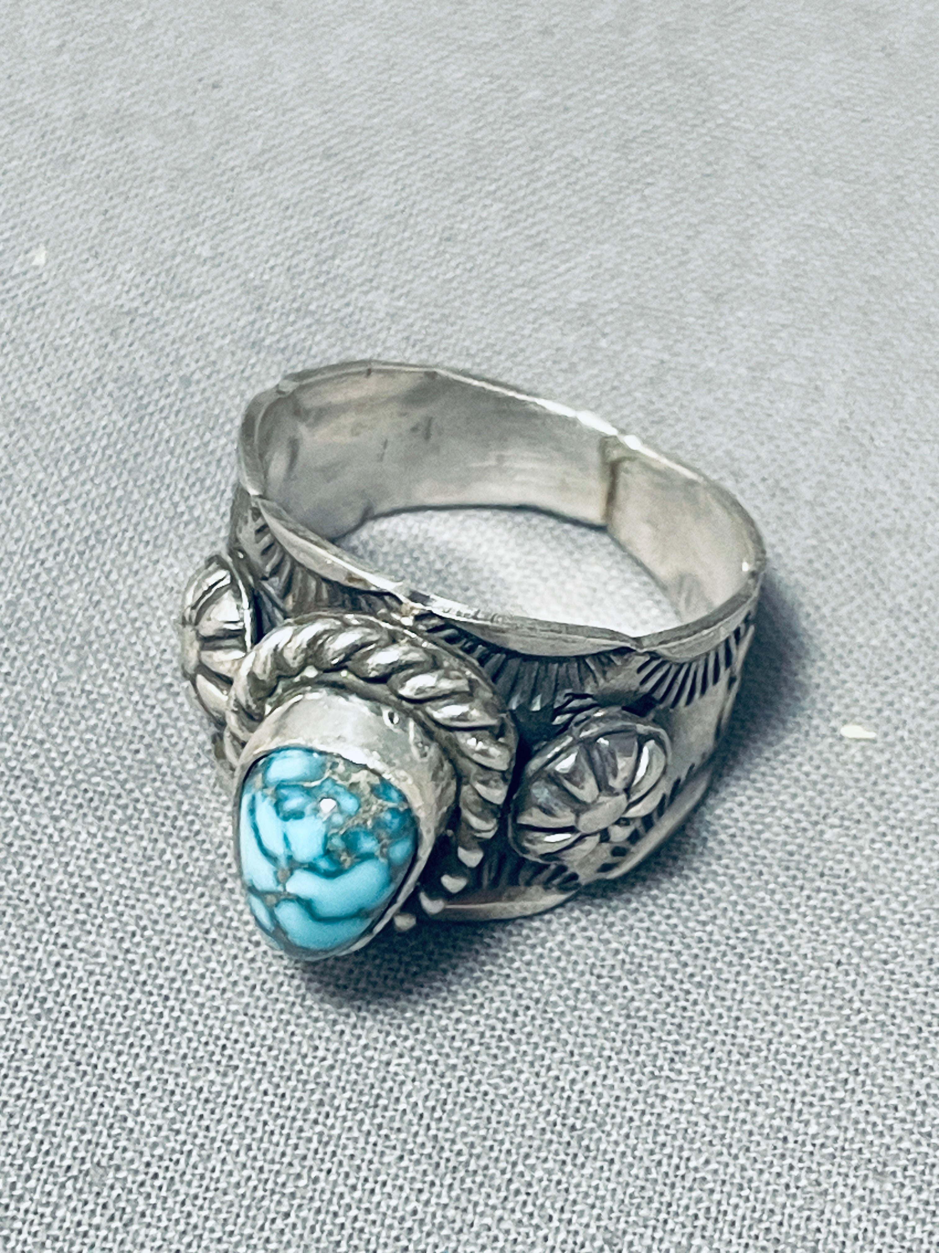 Authentic Navajo Sterling Silver Ring with Blue Turquoise - Handcrafted Native American Jewelry for Women - Perfect for Boho, Western & Everyday Wear