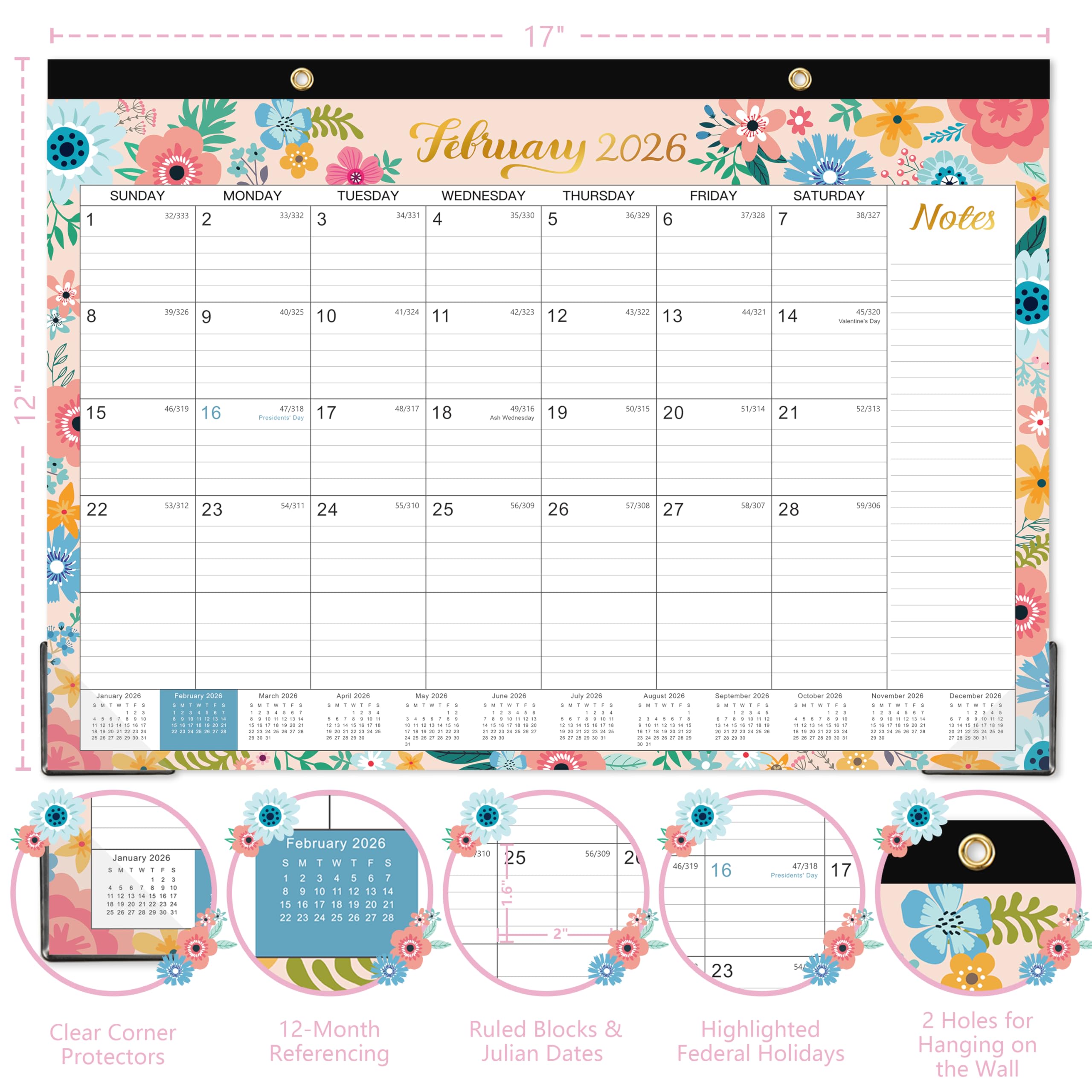 2025-2026 18-Month Desk & Wall Calendar Planner (July 2025 - December 2026) - 16.8