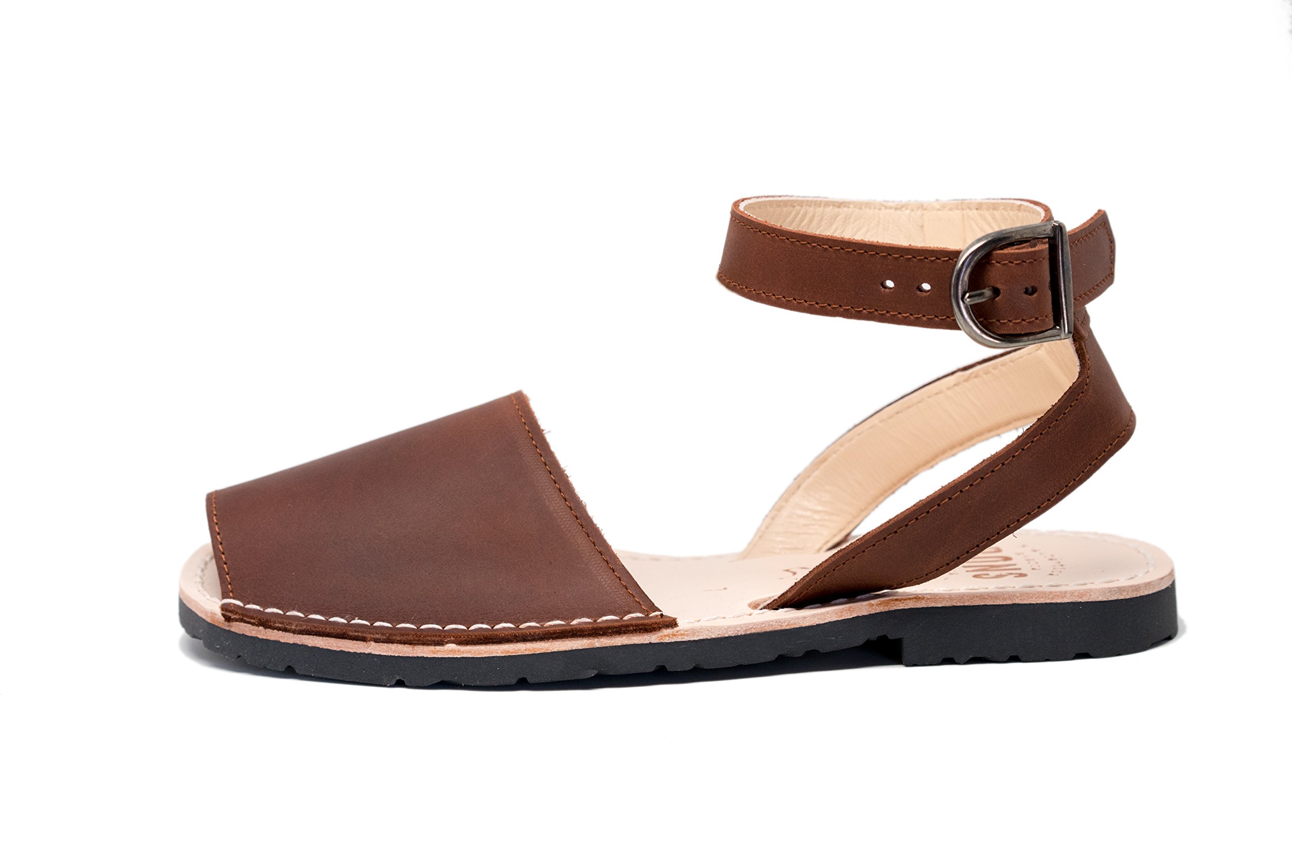 Avarca Classic Style Sandals - Chocolate Brown Leather Straps - Size 35 (US Women's 5) - Comfortable Summer Casual Shoes for Beach, Vacation & Everyday Wear