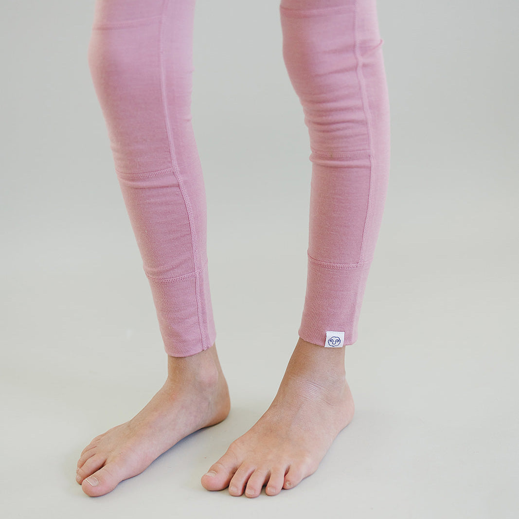 Kids Merino Wool Base Layer & Leggings - Soft Thermal Underwear Set for Girls, Blush Pink | Perfect for Winter, Skiing & Outdoor Activities