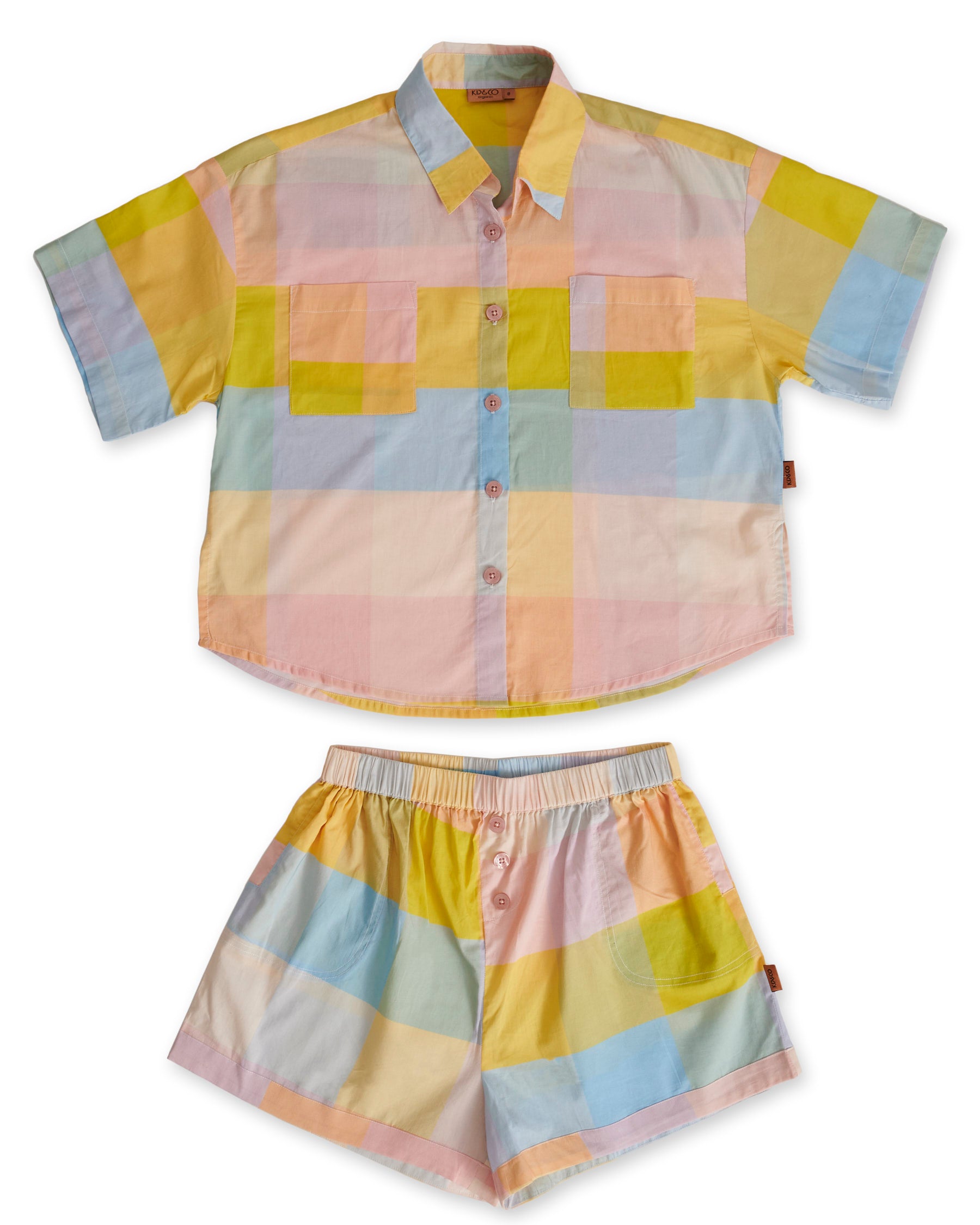 Corfu Tartan Teen Organic Cotton Short Sleeve Pajama Set - Soft & Breathable Sleepwear for Boys & Girls - Perfect for Sleepovers, Lounging & Travel