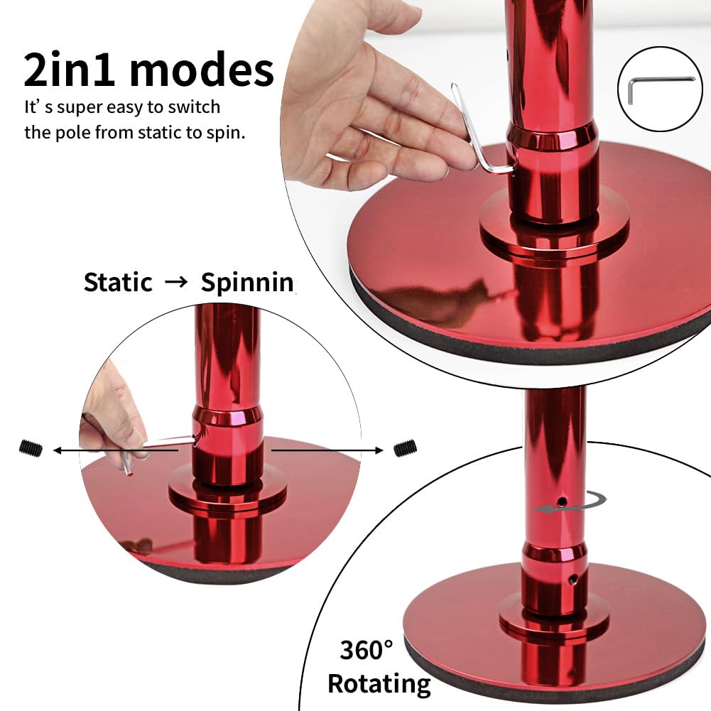 45mm Spinning Portable Dance Pole for Home - Extendable Pole Dancing Pole for Bedroom, Studio & Fitness, Perfect for Beginners, Advanced Dancers & Home Workouts